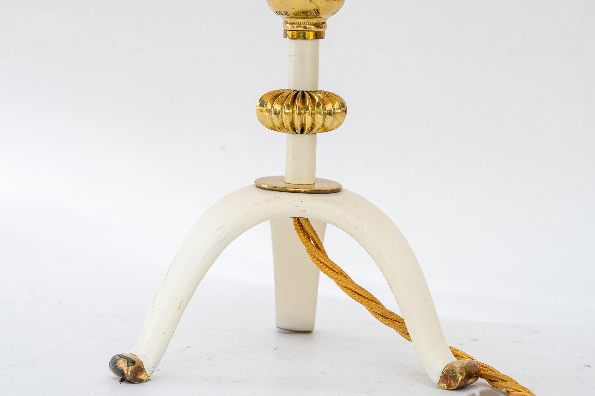 Rupert Nikoll Tischlampe mit Stoffschirm wien um 1960 (Gemalt) im Angebot