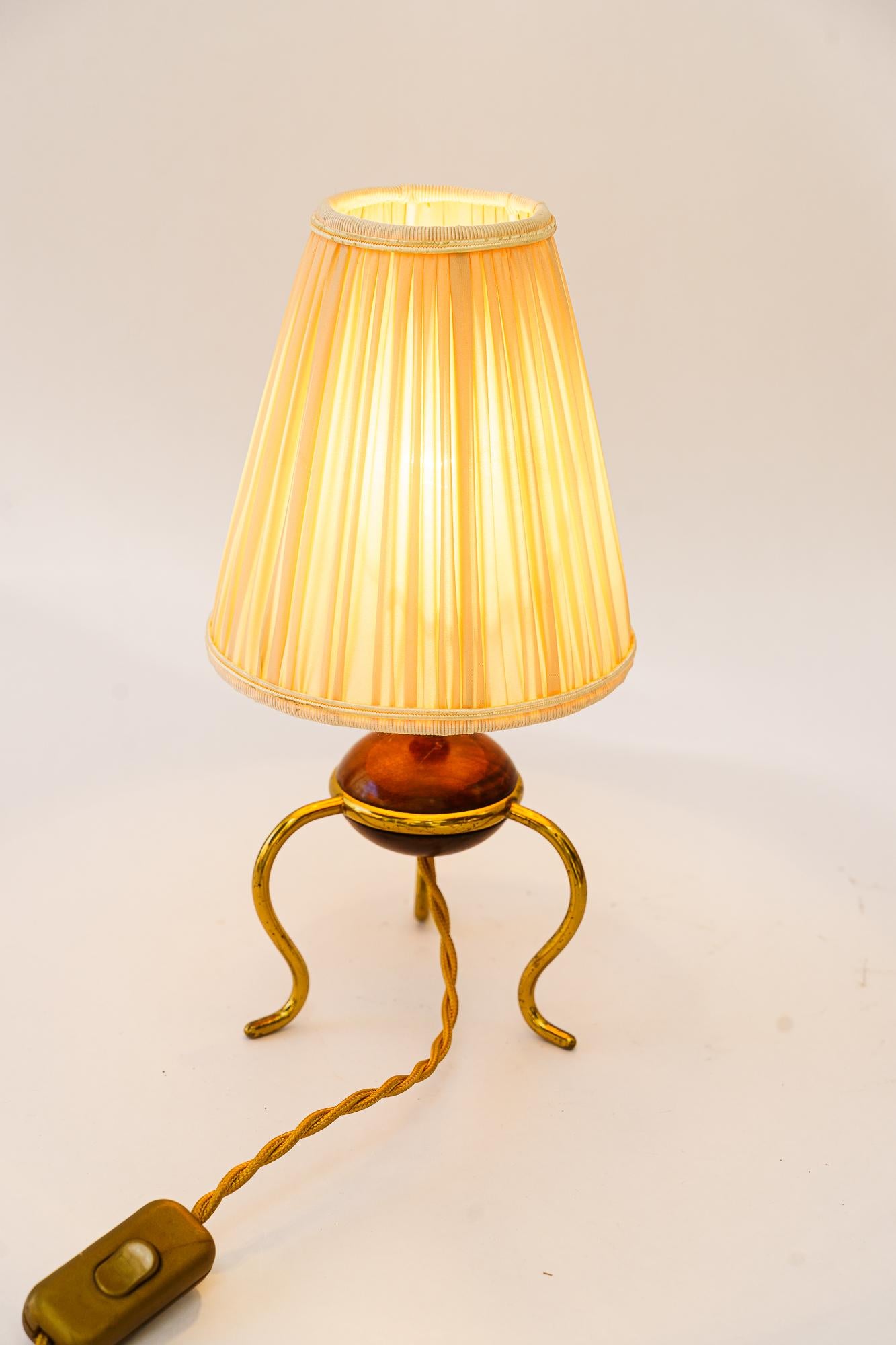 Mid-20th Century Rupert nikoll table lamp with fabric shade vienna around 1960s For Sale