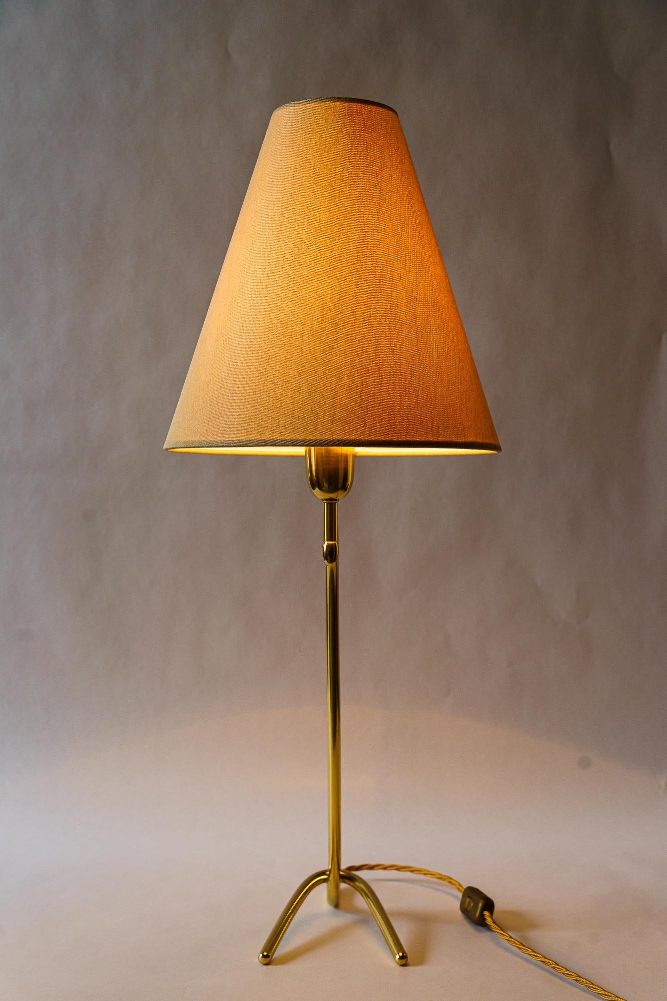 Brass Rupert nikoll table lamp with fabric shade vienna around 1960s For Sale