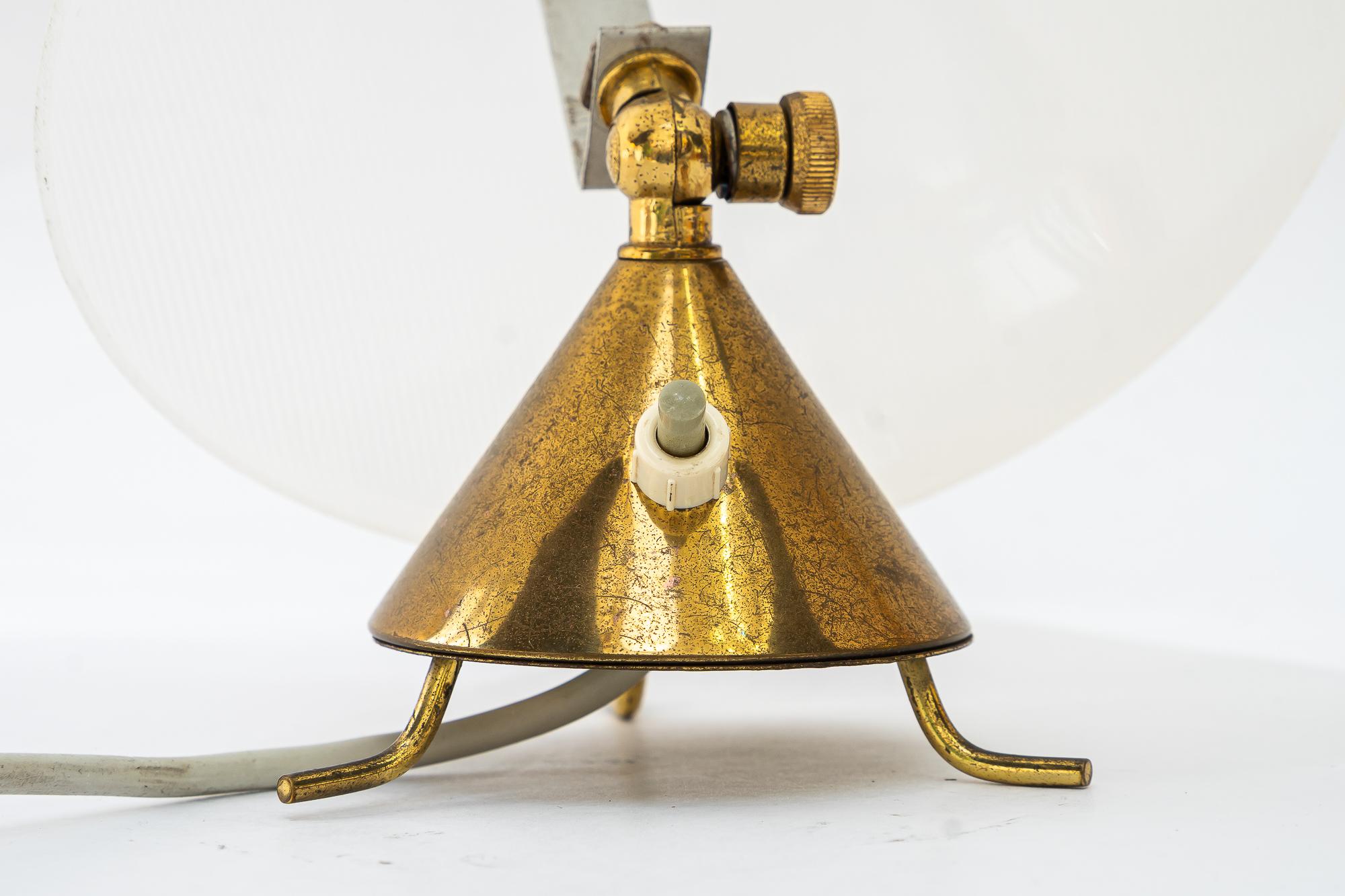 Brass Rupert Nikoll table lamp with lucite shade vienna around 1960s For Sale