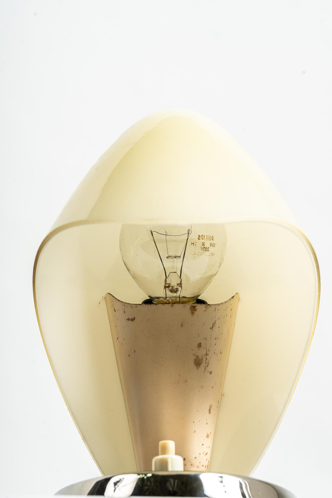 Mid-20th Century Rupert Nikoll Table Lamp with Original Glass Shade, Vienna, Around 1960s For Sale