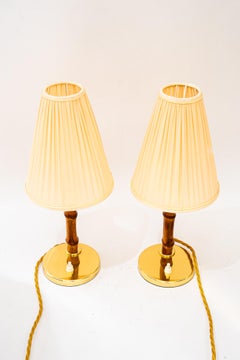 Rupert nikoll table lamps with bamboo and fabric shades vienna around 1950s