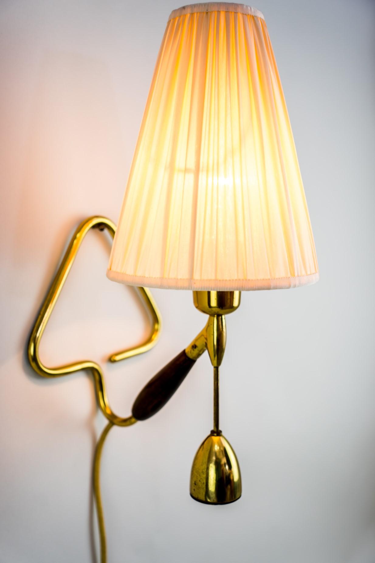 Brass Rupert Nikoll Table or Wall Lamp with Original Shade, circa 1950s