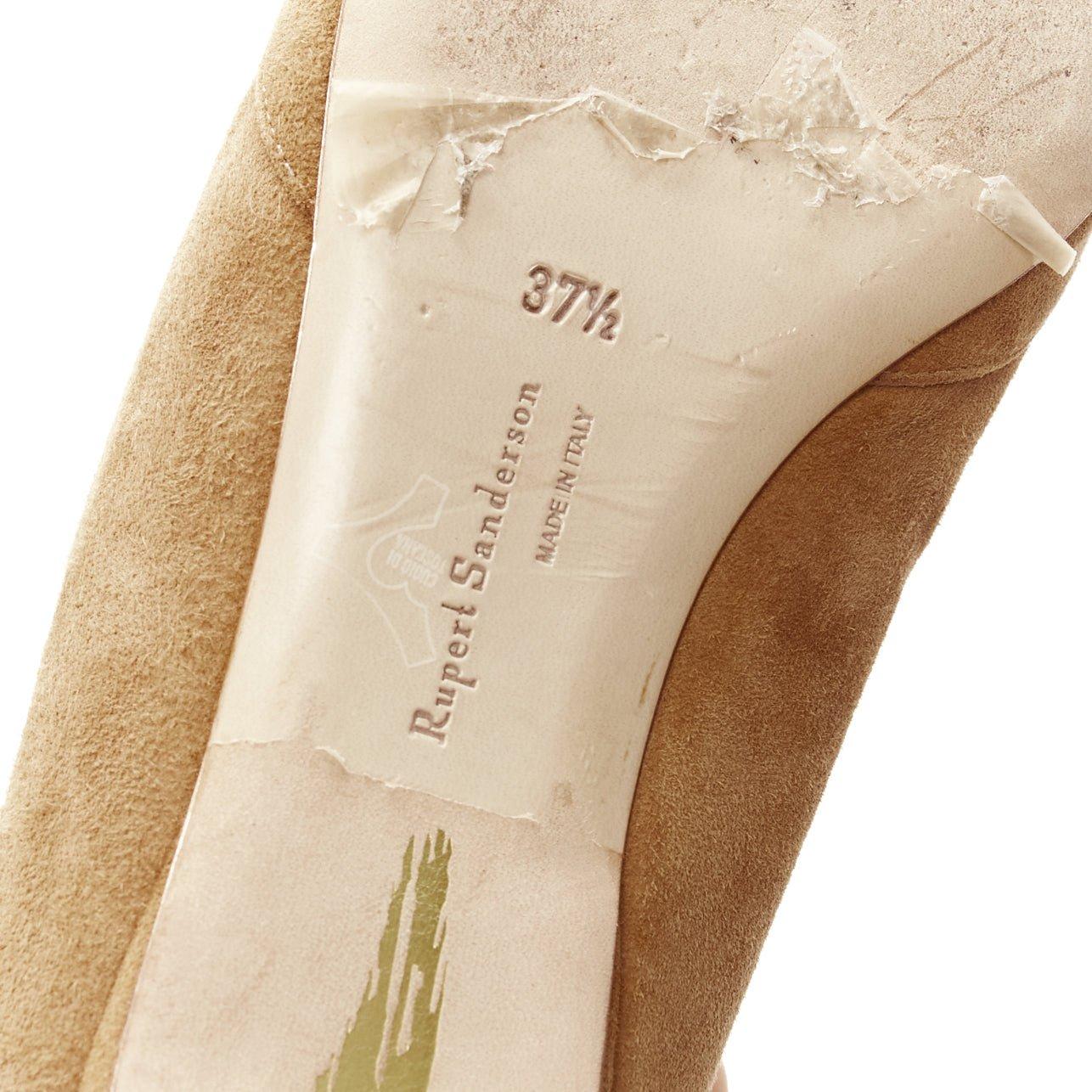 RUPERT SANDERSON Aga 10 sand suede square bukle flats EU37.5 For Sale 5