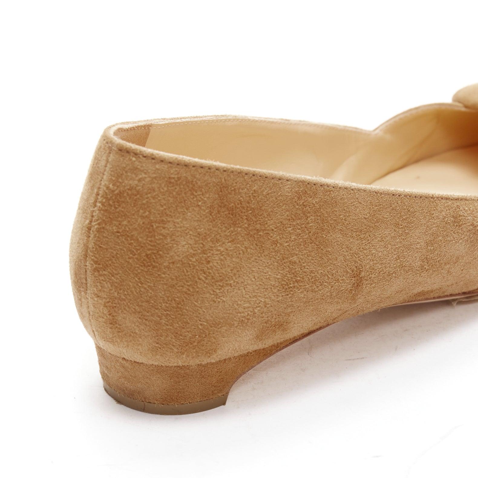 RUPERT SANDERSON Aga 10 sand suede square bukle flats EU37.5 For Sale 3