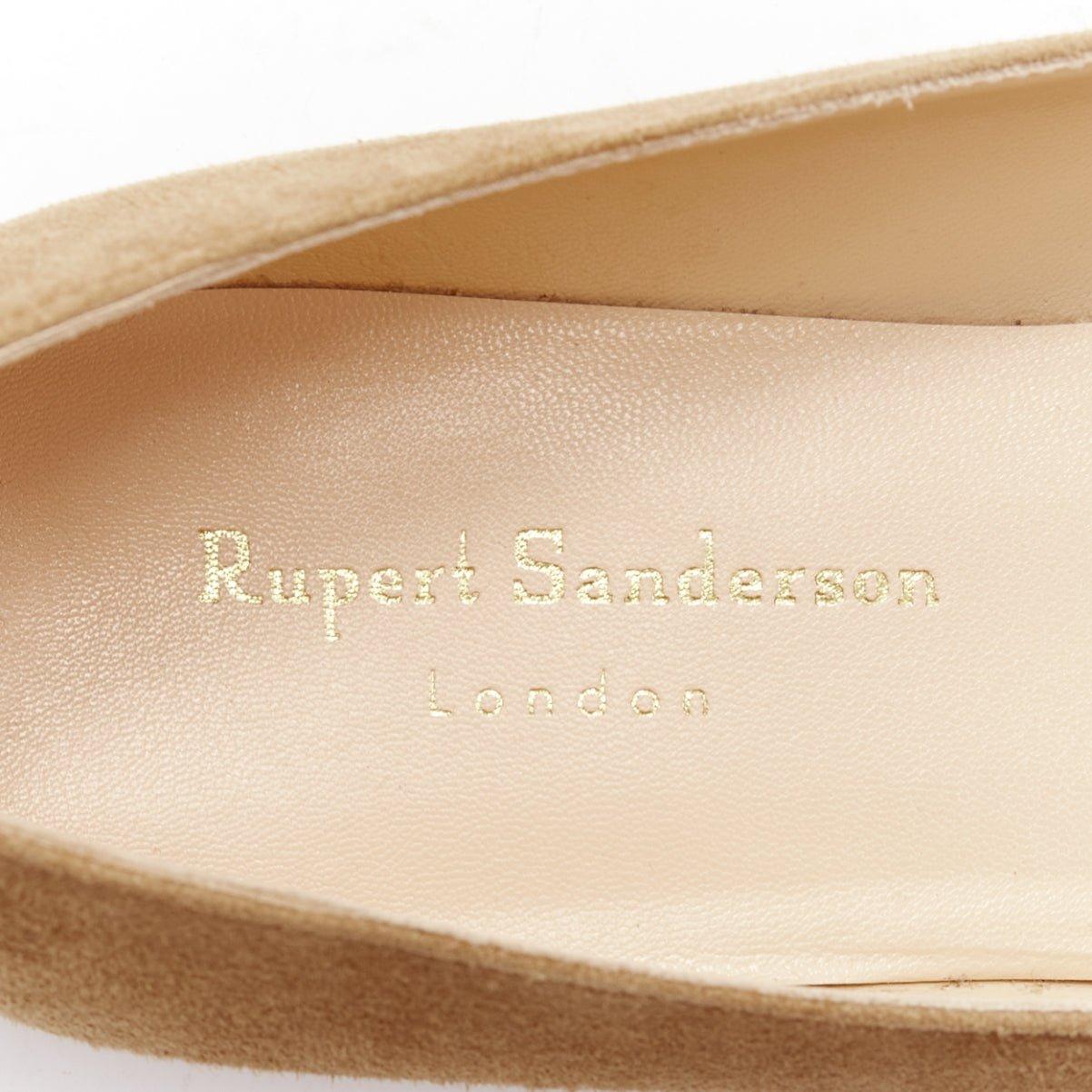RUPERT SANDERSON Aga 10 sand suede square bukle flats EU37.5 For Sale 4