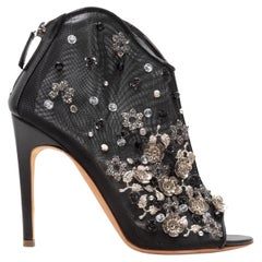 Rupert Sanderson Schwarze verzierte Peep-Toe-Stiefel aus Mesh
