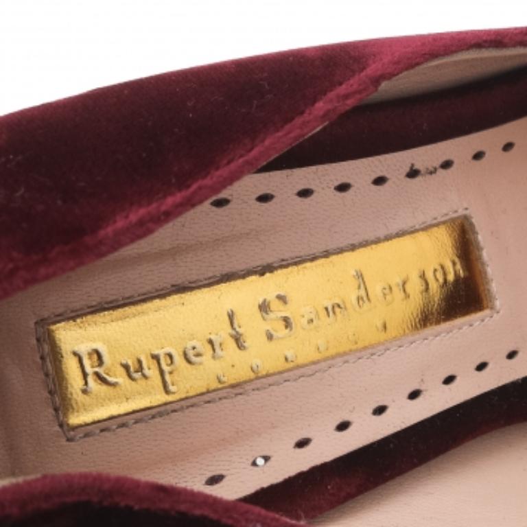 Rupert Sanderson, velluto rosso intenso con cristalli e punta a punta, taglia 39 2