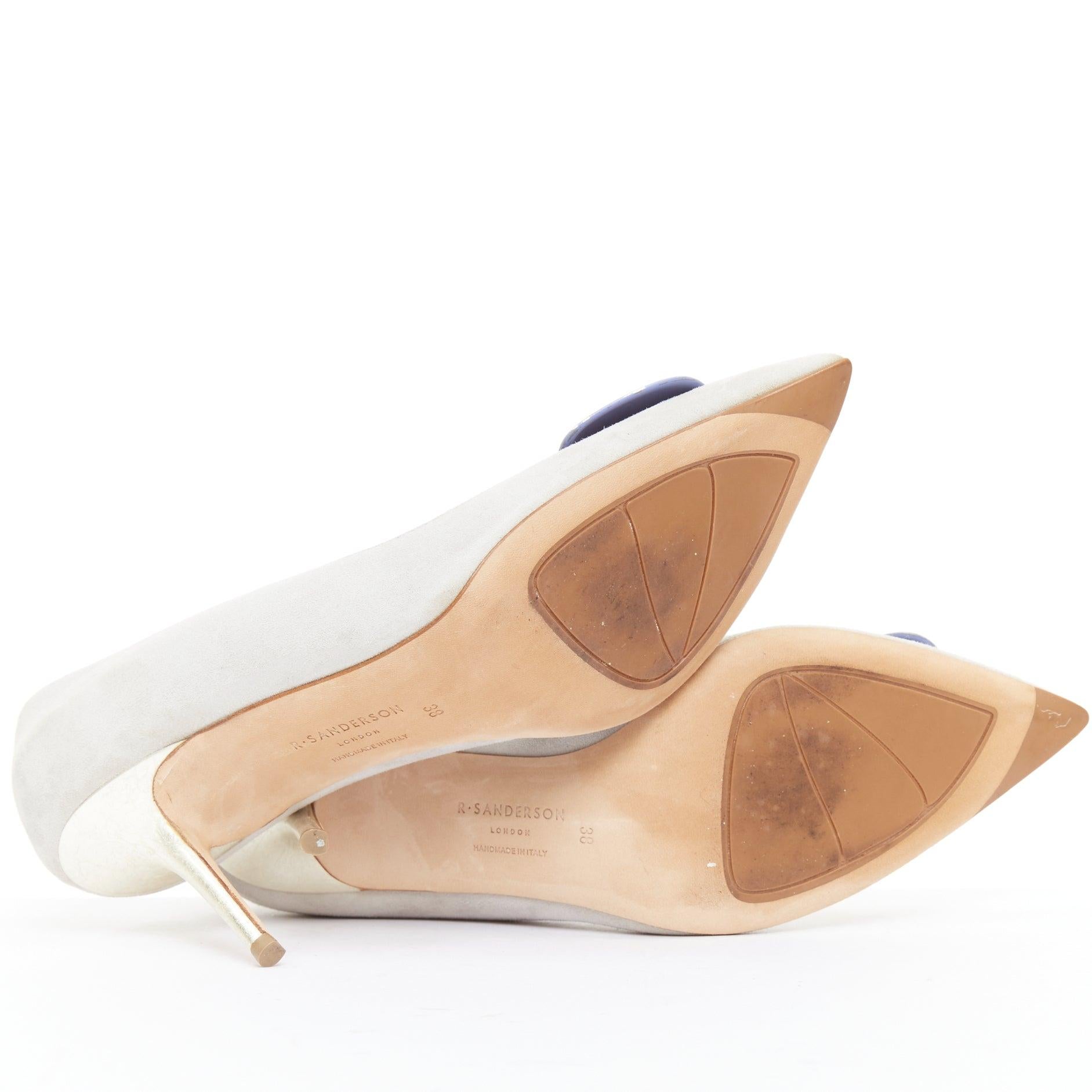 RUPERT SANDERSON New Nada grau Wildleder lila Arty Schnallenpumps EU38 im Angebot 5