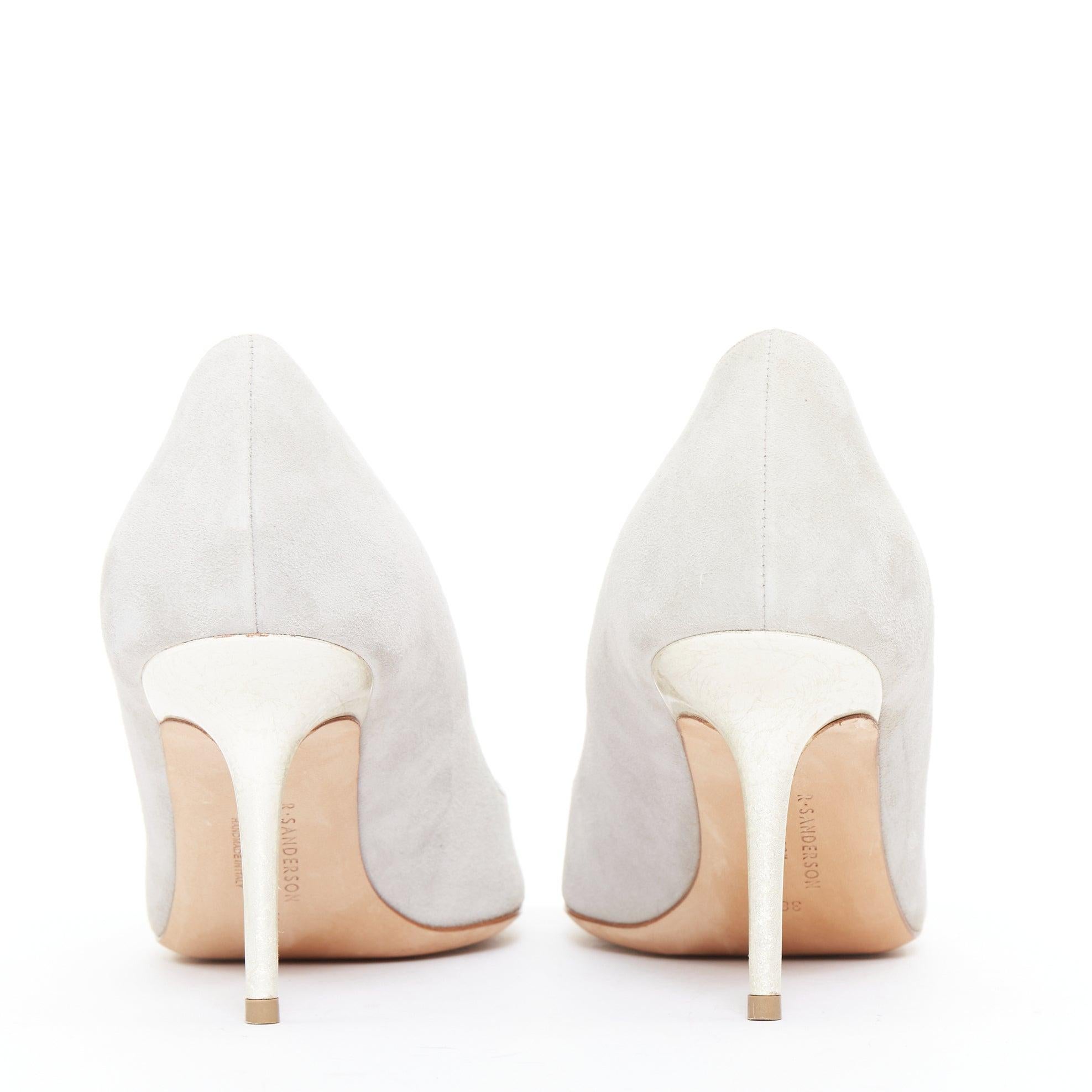 RUPERT SANDERSON New Nada grau Wildleder lila Arty Schnallenpumps EU38 im Angebot 1