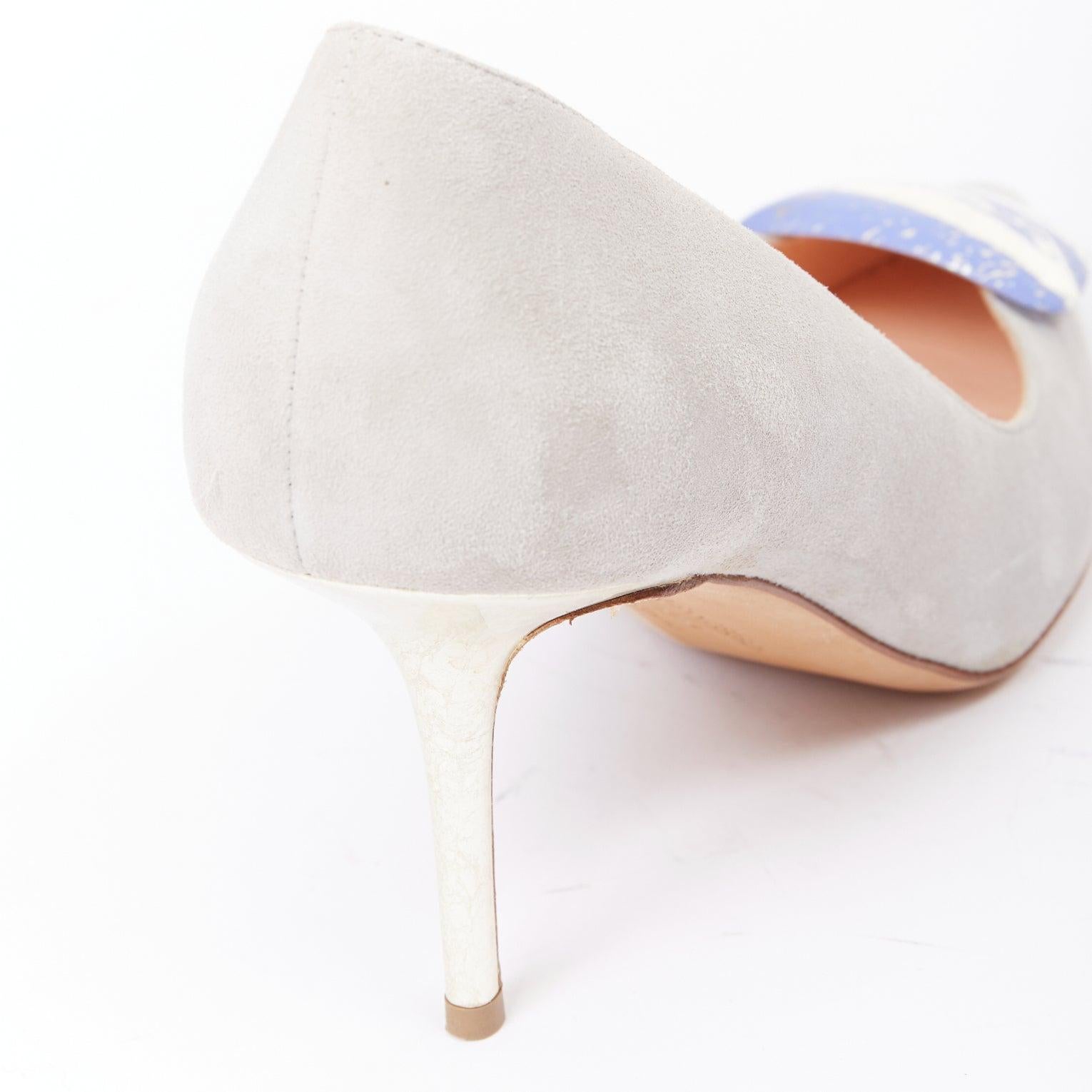 RUPERT SANDERSON New Nada grau Wildleder lila Arty Schnallenpumps EU38 im Angebot 3