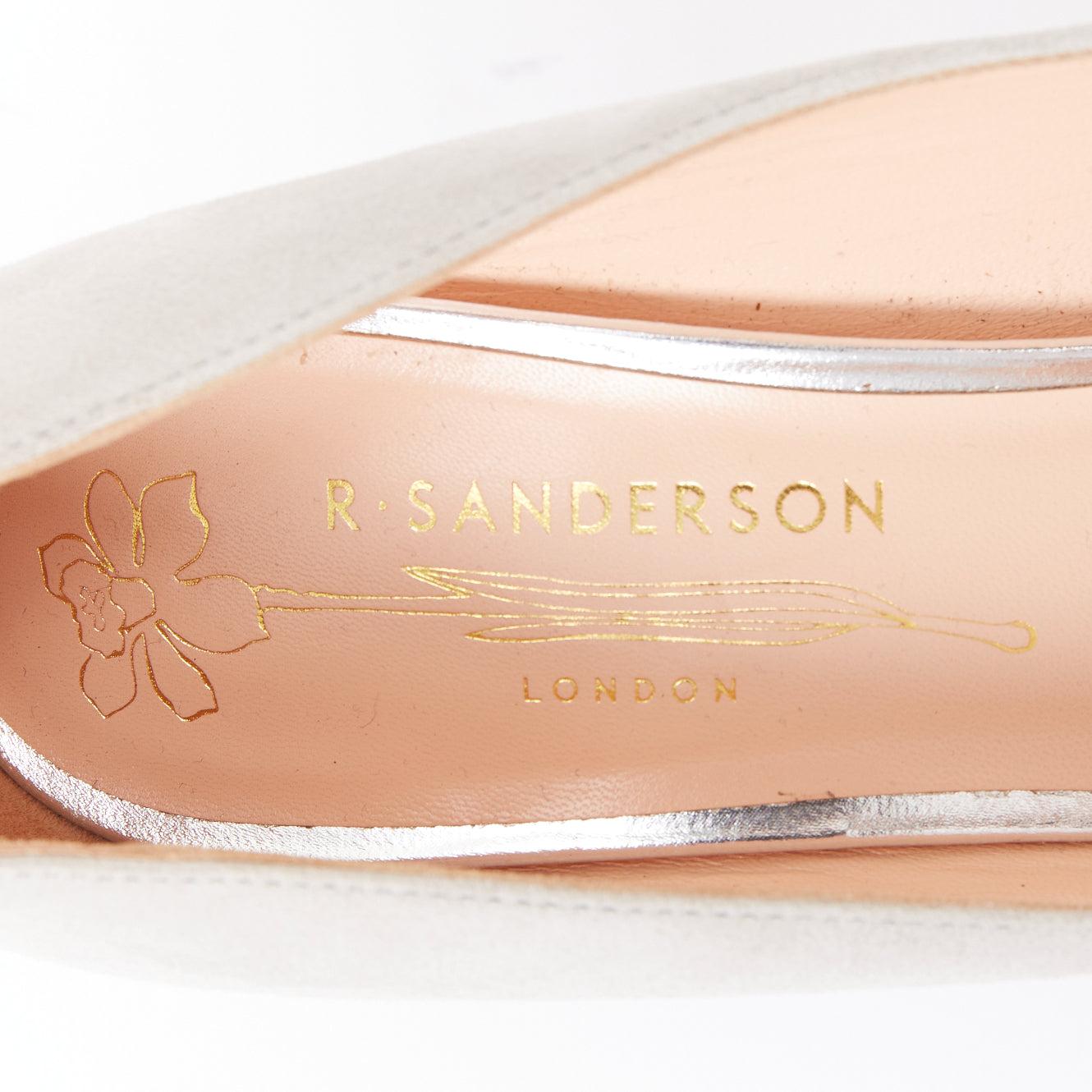 RUPERT SANDERSON New Nada grau Wildleder lila Arty Schnallenpumps EU38 im Angebot 4