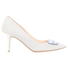 RUPERT SANDERSON New Nada grey suede purple Arty buckle pumps EU38