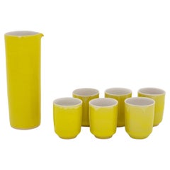 Rupert Spira Gelb glasiertes Steingut Sake Set, 7