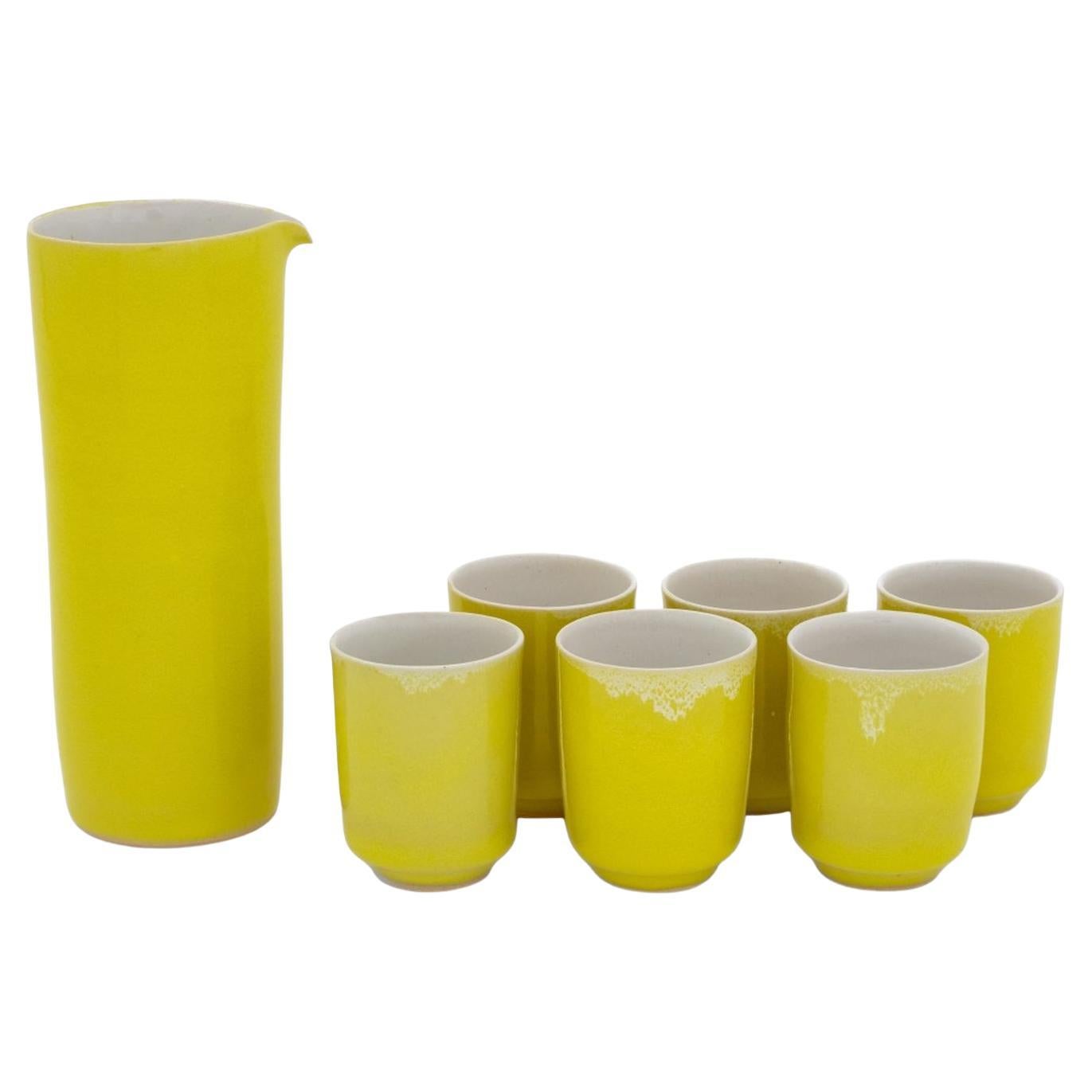 Juego de Sake de Gres Esmaltado Amarillo Rupert Spira, 7