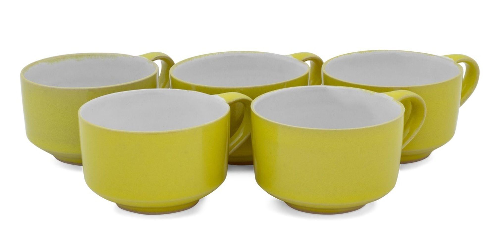 Minimalist Rupert Spira Yellow Stoneware Table Articles, 10 For Sale