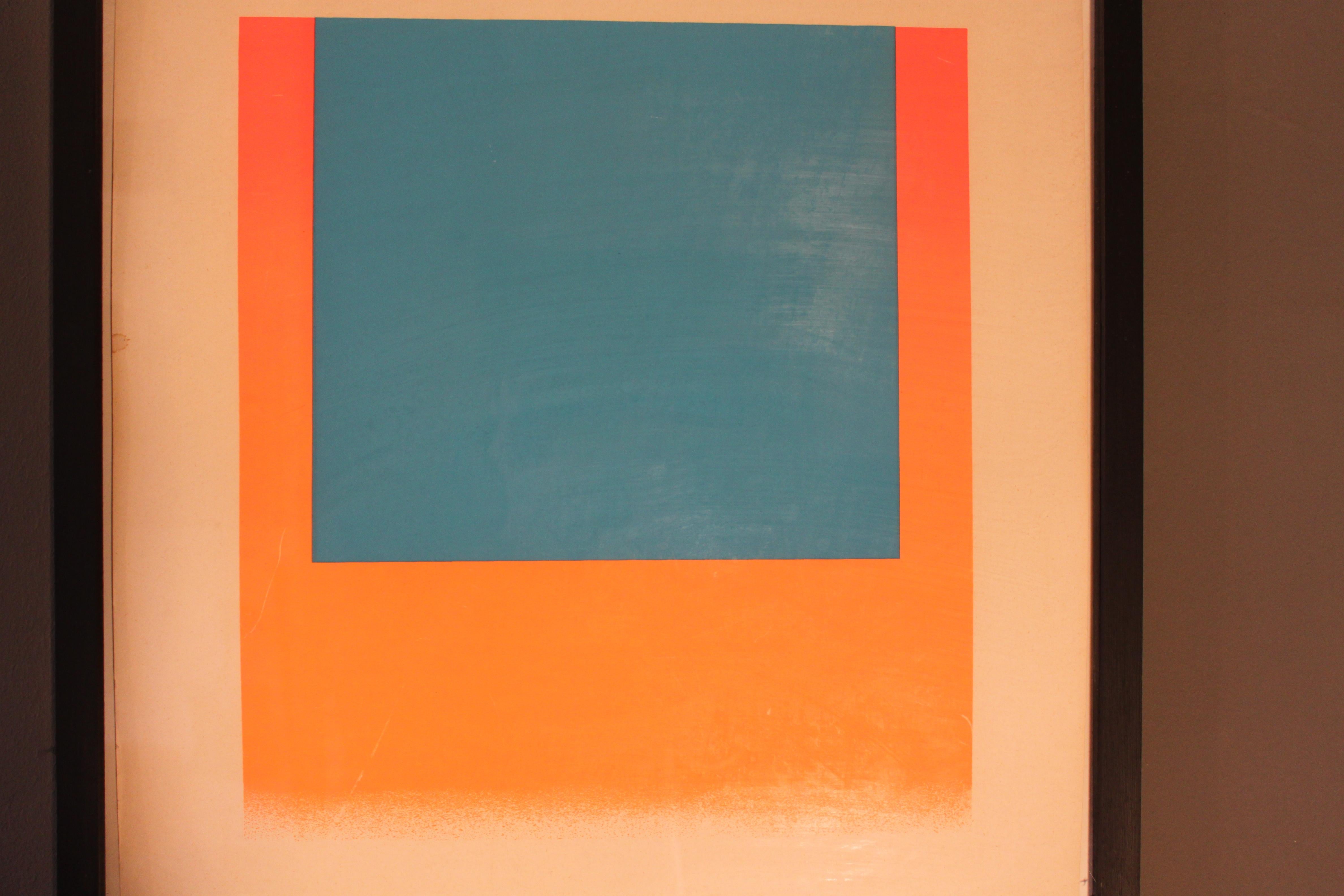 Rupprecht Geiger, Leuchtblau Auf Leuchtrot, Orange, Colourserigraph, 1967 In Good Condition For Sale In Frankfurt, DE