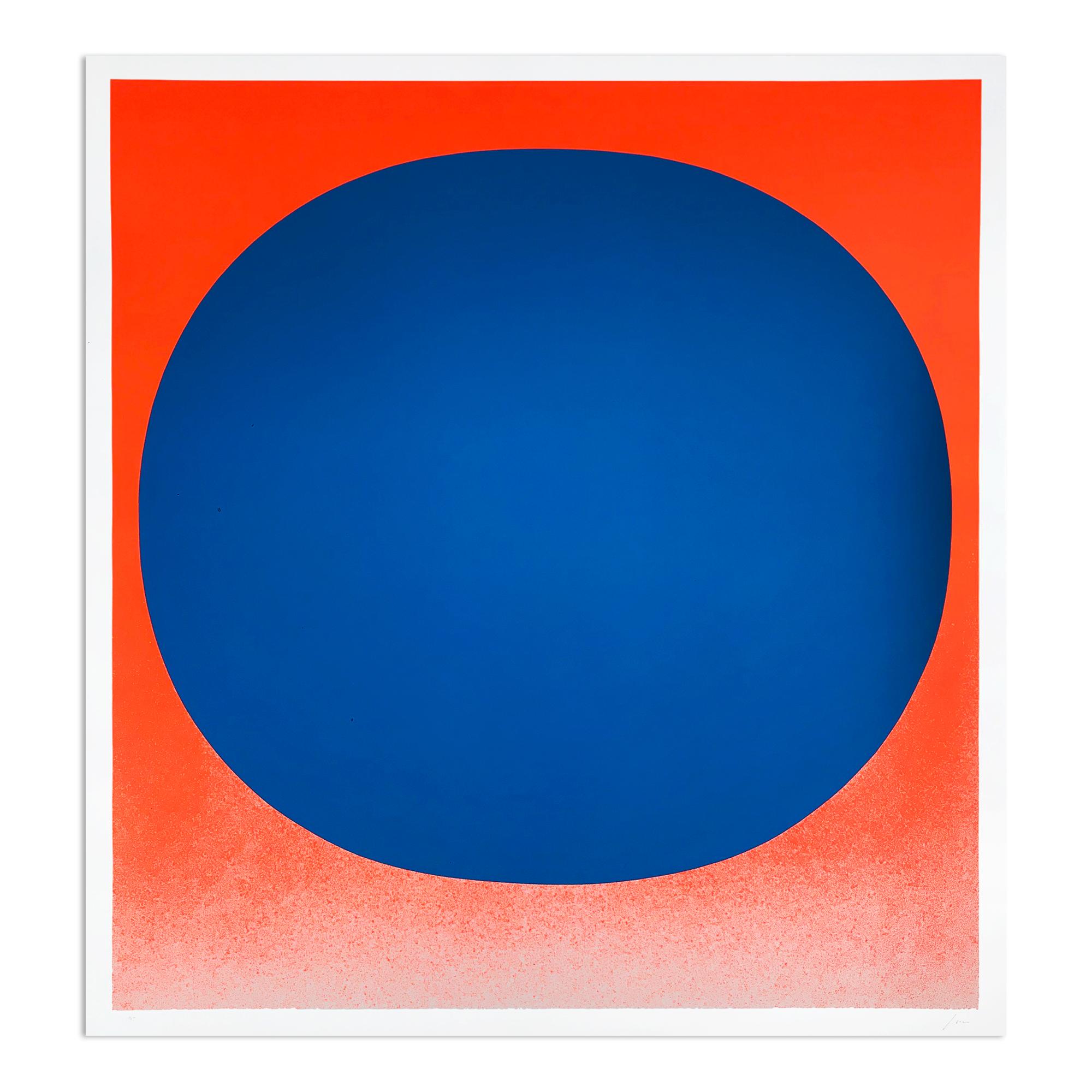 Rupprecht Geiger Abstract Print - Blue on Orange, Silkscreen, Abstract Art, Minimalism, 20th Century