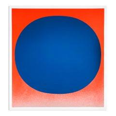 Blue on Orange, Silkscreen, Abstract Art, Minimalism, 20th Century