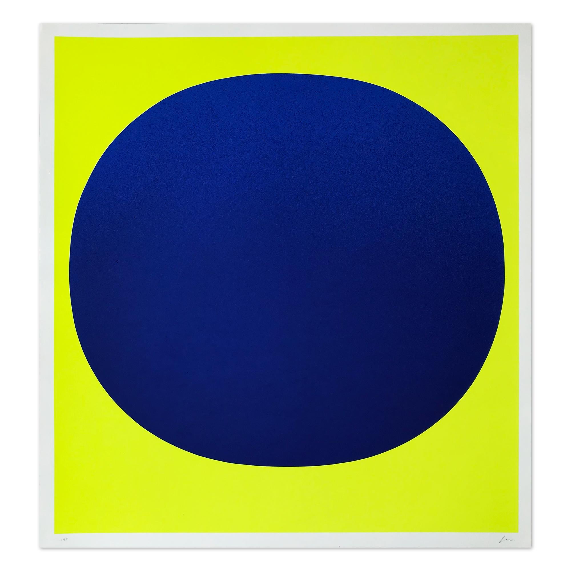 Blue on Yellow, Silkscreen, Abstract Art, Minimalism, 20th Century