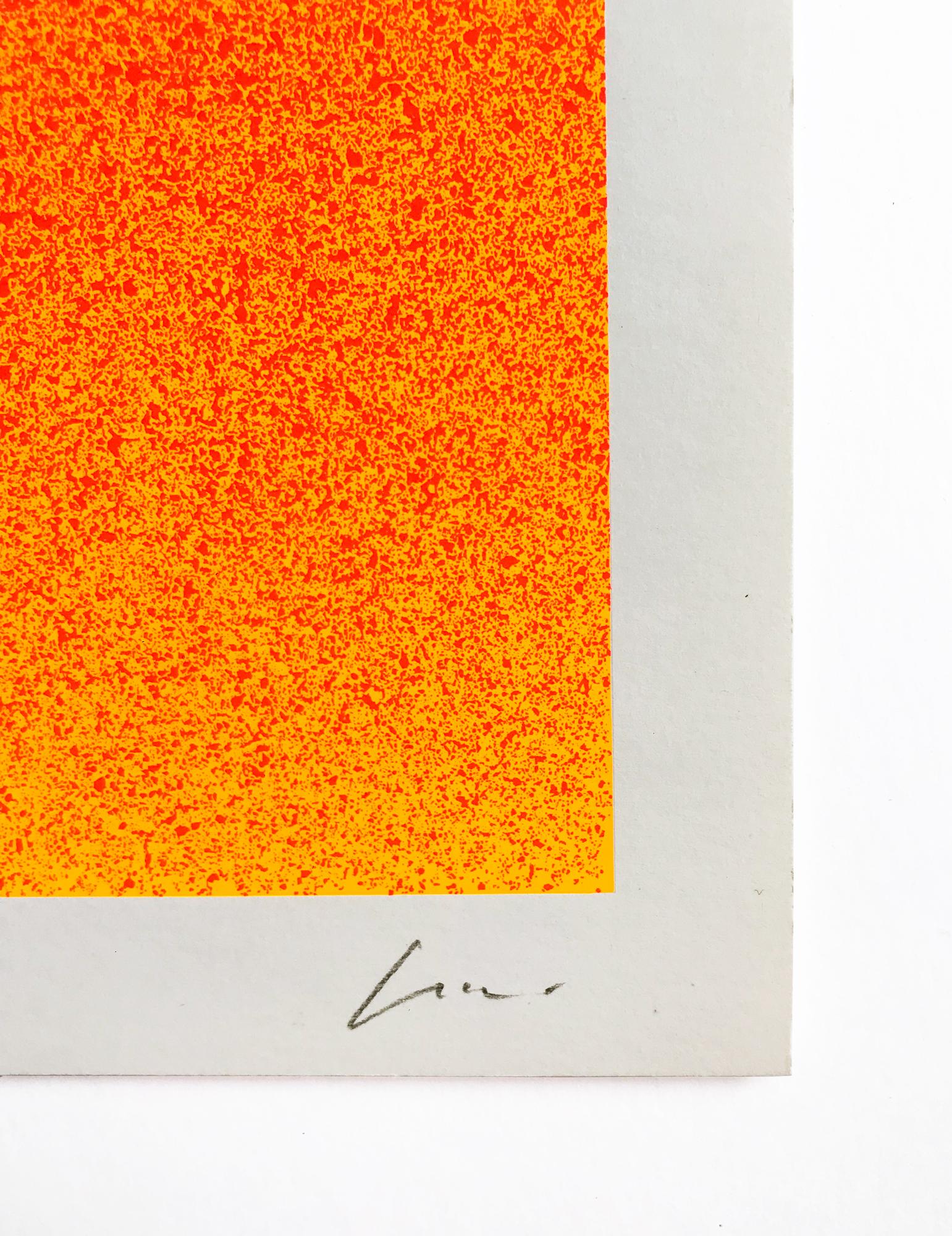Rupprecht Geiger, Grün auf Orange, 1969, Siebdruck, Abstrakte Kunst, signiert 1