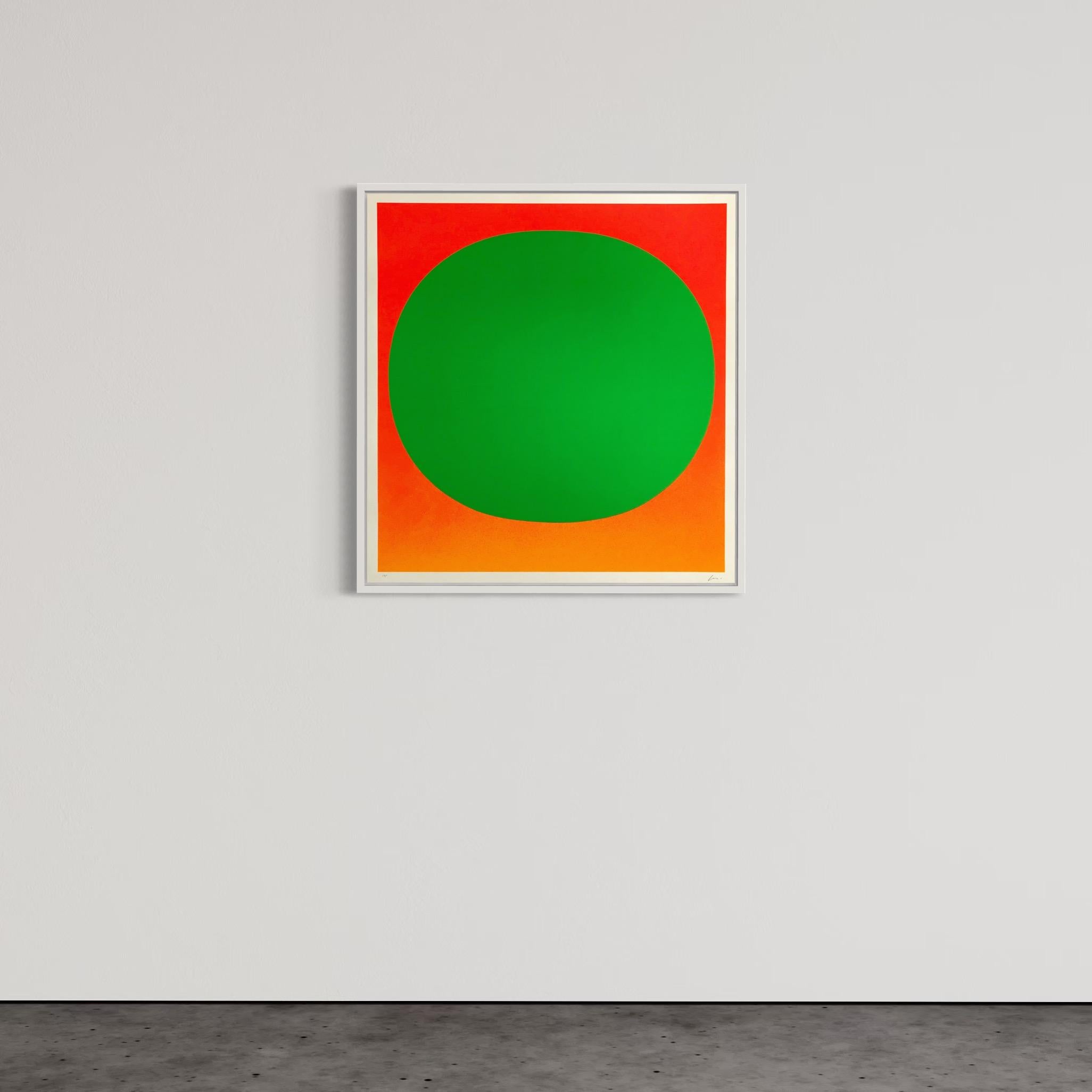 Rupprecht Geiger, Verde su arancione, 1969, Serigrafia, Arte astratta, Stampa autografa 3