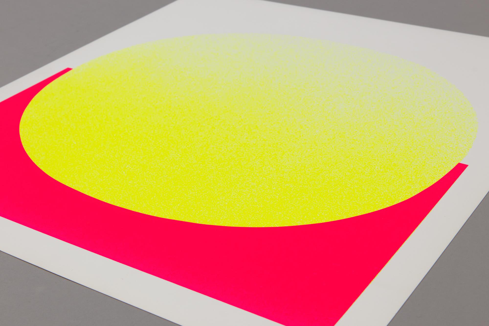 Rupprecht Geiger (German, 1908-2009)
Yellow on Red, 1969
Medium: Screenprint on card stock
Dimensions: 39 x 35 cm
Edition of 60: Hand-signed and numbered
Publisher: Edition Fürneisen, Hamburg
Catalogue raisonné: WVG 120-1
Condition: Very good