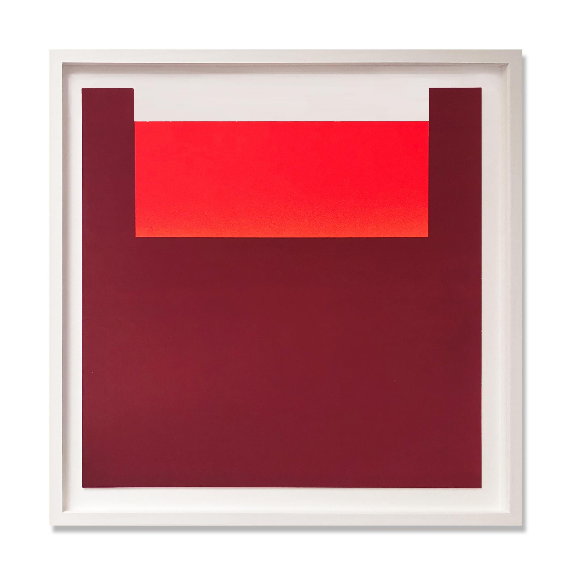 Rupprecht Geiger (1908 – Munich – 2009)
Warm Reds (No. 11 from all die roten farben), 1981
Medium: Serigraph on 270g  cardboard
Dimensions: 39.5 x 40 cm
Frame dimensions: 46.1 x 46.6 cm
Edition of 100 + XX: Hand signed in pencil, verso
Publisher: