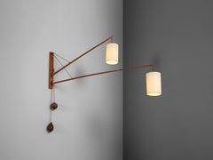 Rupprecht Skrip Wall Lamp with Adjustable Swivel Arms in Teak