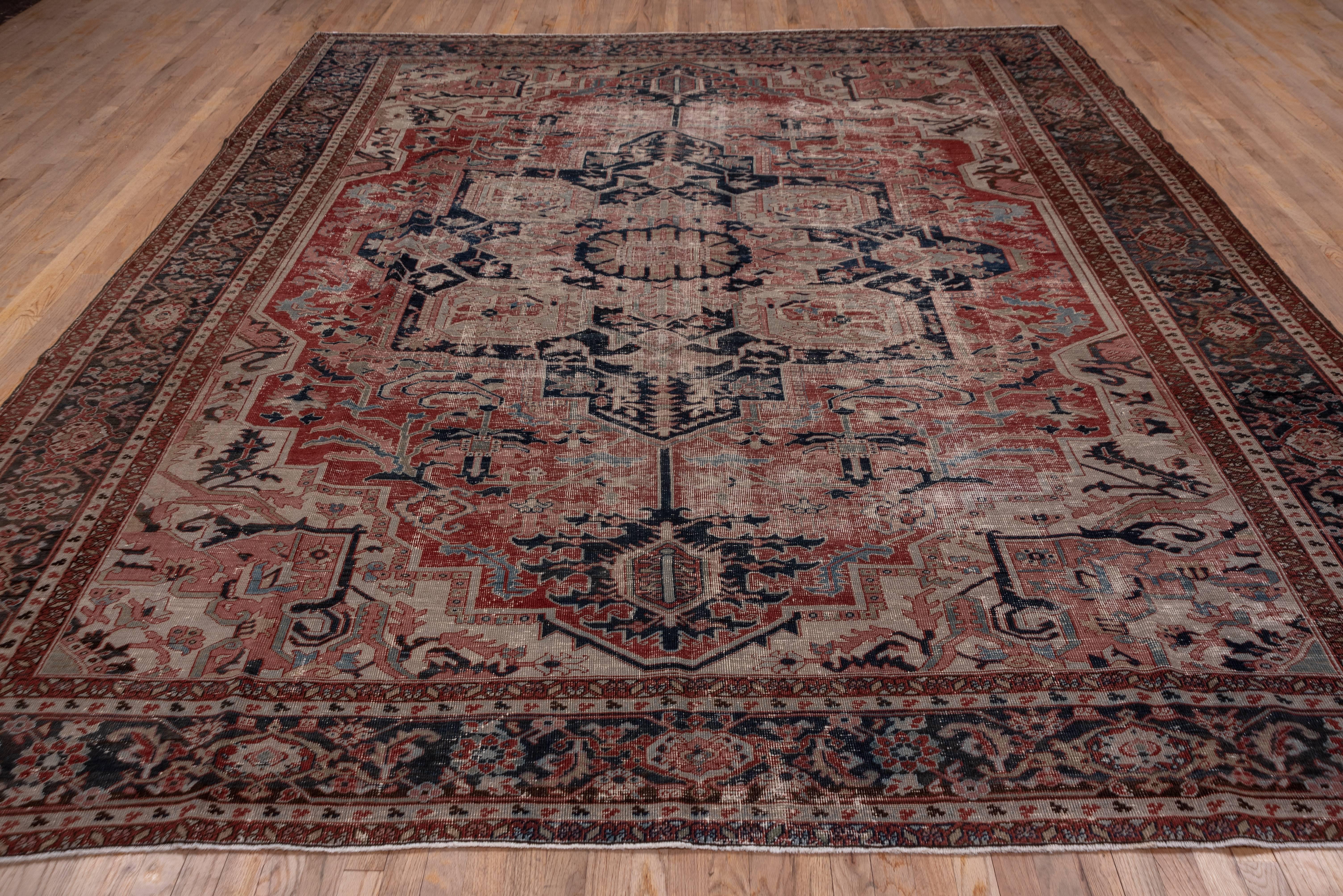 Heriz Serapi Antique Persian Heriz Carpet, Shabby Chic