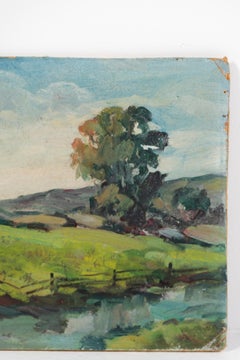 Rural England, Small Oil on Canvas, Unframed, Barbara Larimer, Mid-20th Century