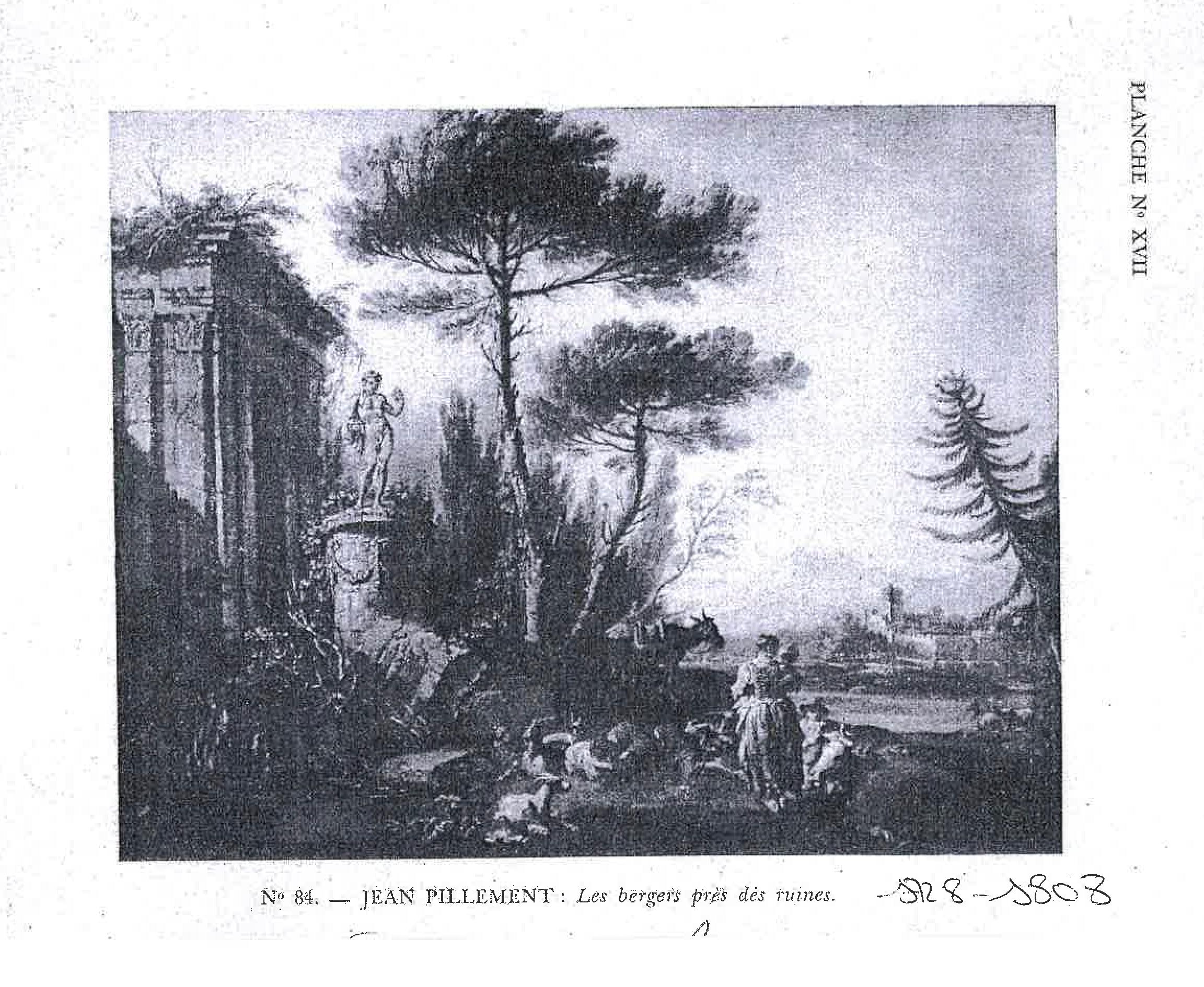 Rural landscape painting attributed to J.B. Pillement - XVIII century.
Rural landscape painting with ancient classical ruins attributed to Jean-Baptiste Pillement – XVIII century
This oil-on-canvas painting attributed to French artist