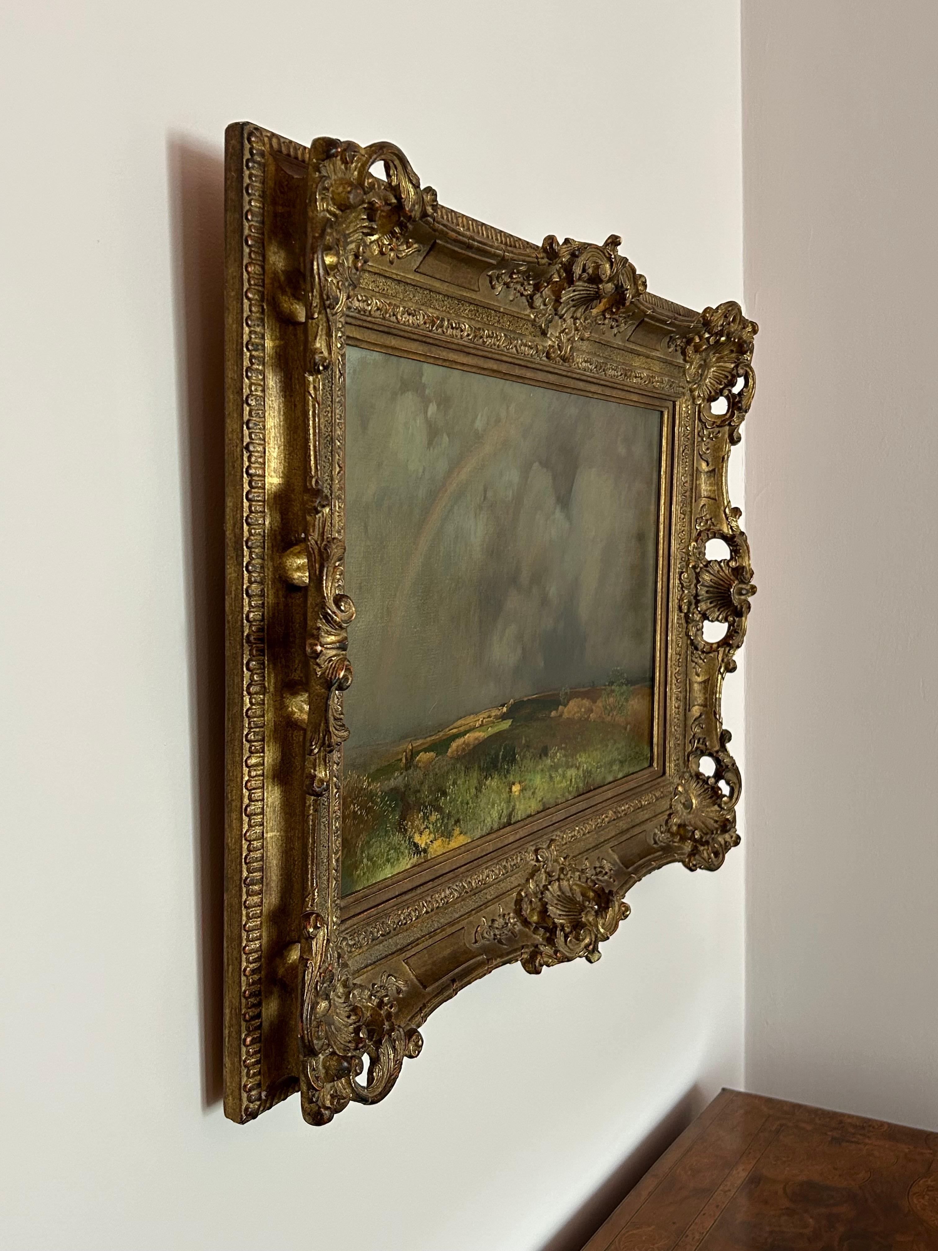 Ländliche Landschaft mit Regenbogen, Toni (Anton) Von Stadler, Österreich, 1850-1917 im Angebot 5
