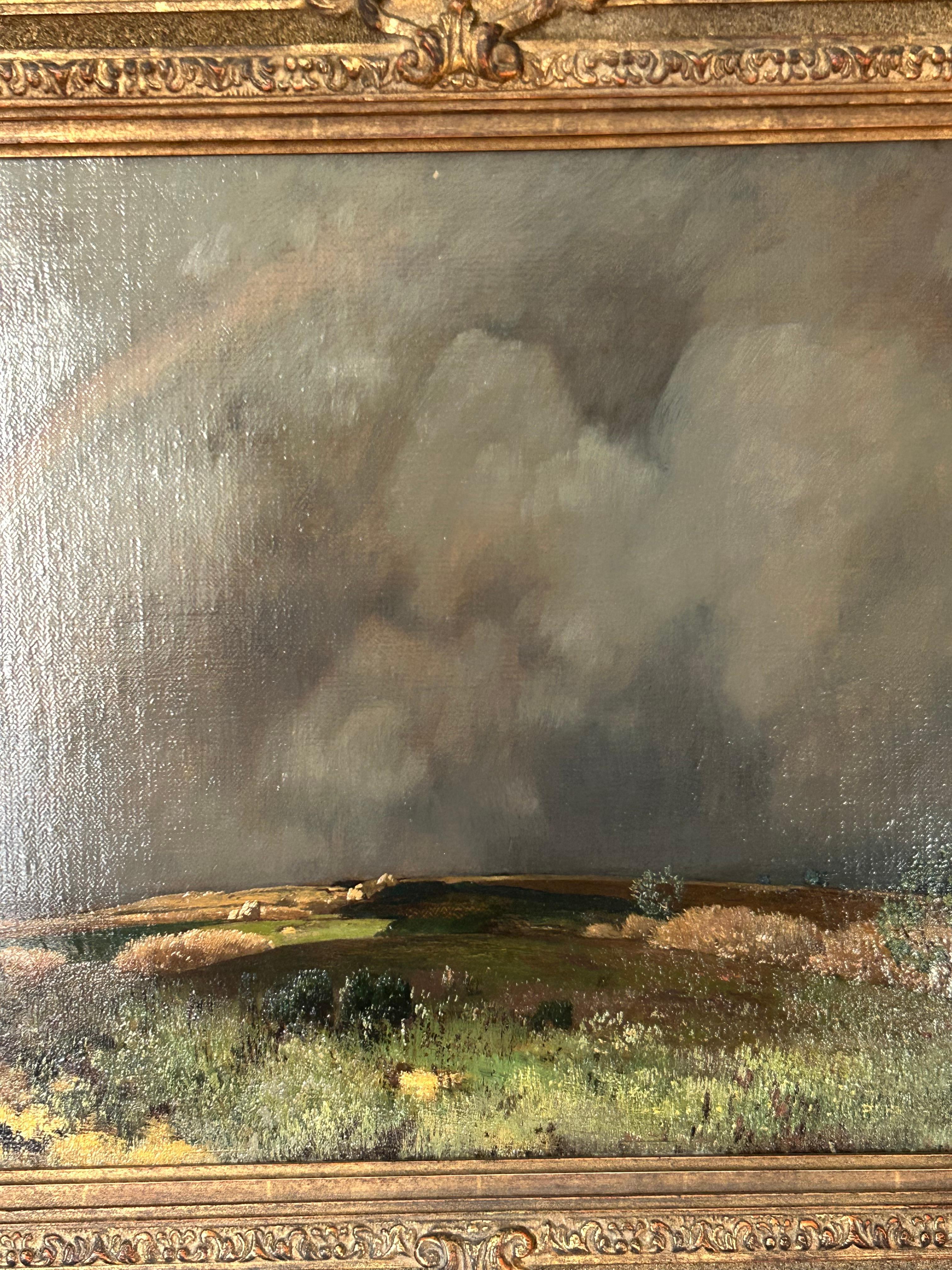 Ländliche Landschaft mit Regenbogen, Toni (Anton) Von Stadler, Österreich, 1850-1917 im Angebot 10