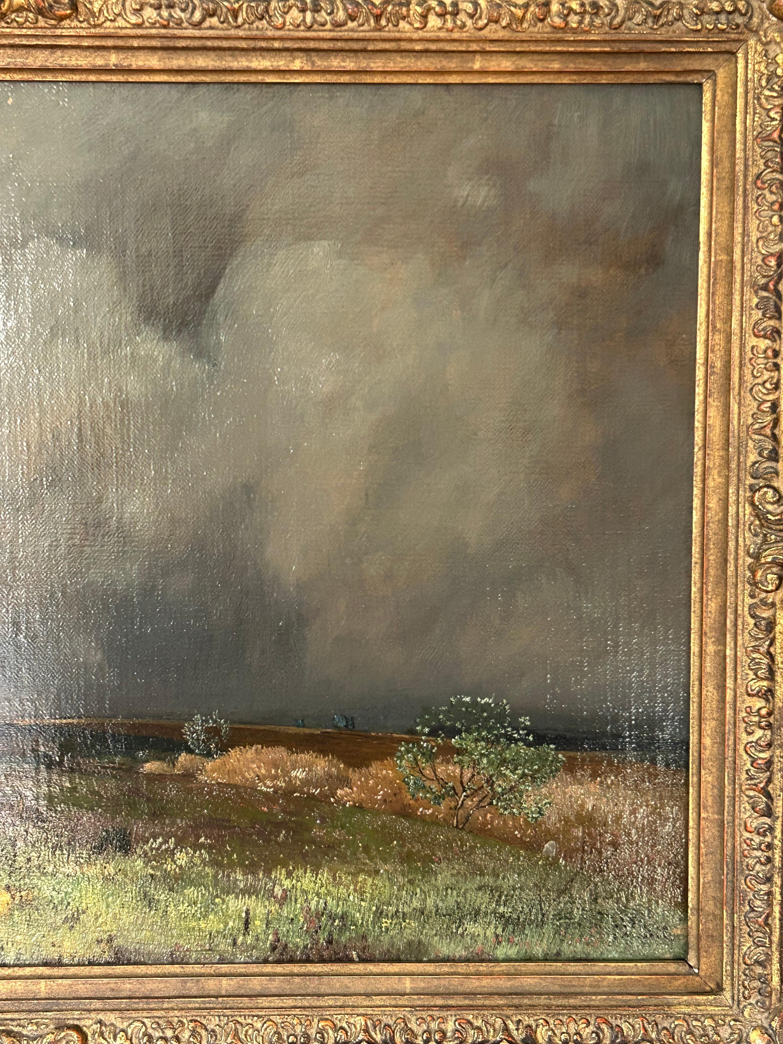 Ländliche Landschaft mit Regenbogen, Toni (Anton) Von Stadler, Österreich, 1850-1917 im Angebot 11
