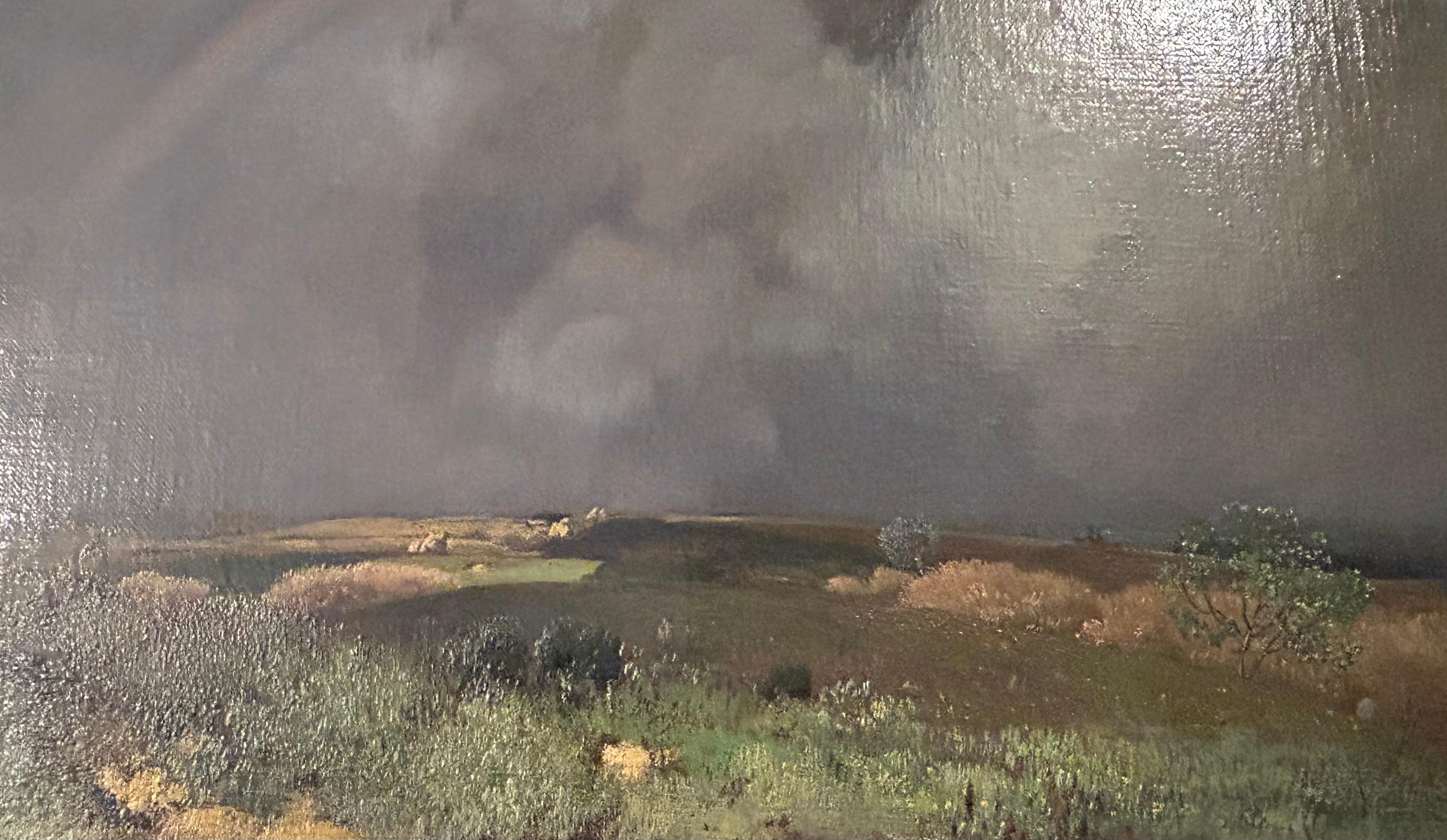 Ländliche Landschaft mit Regenbogen, Toni (Anton) Von Stadler, Österreich, 1850-1917 im Angebot 12