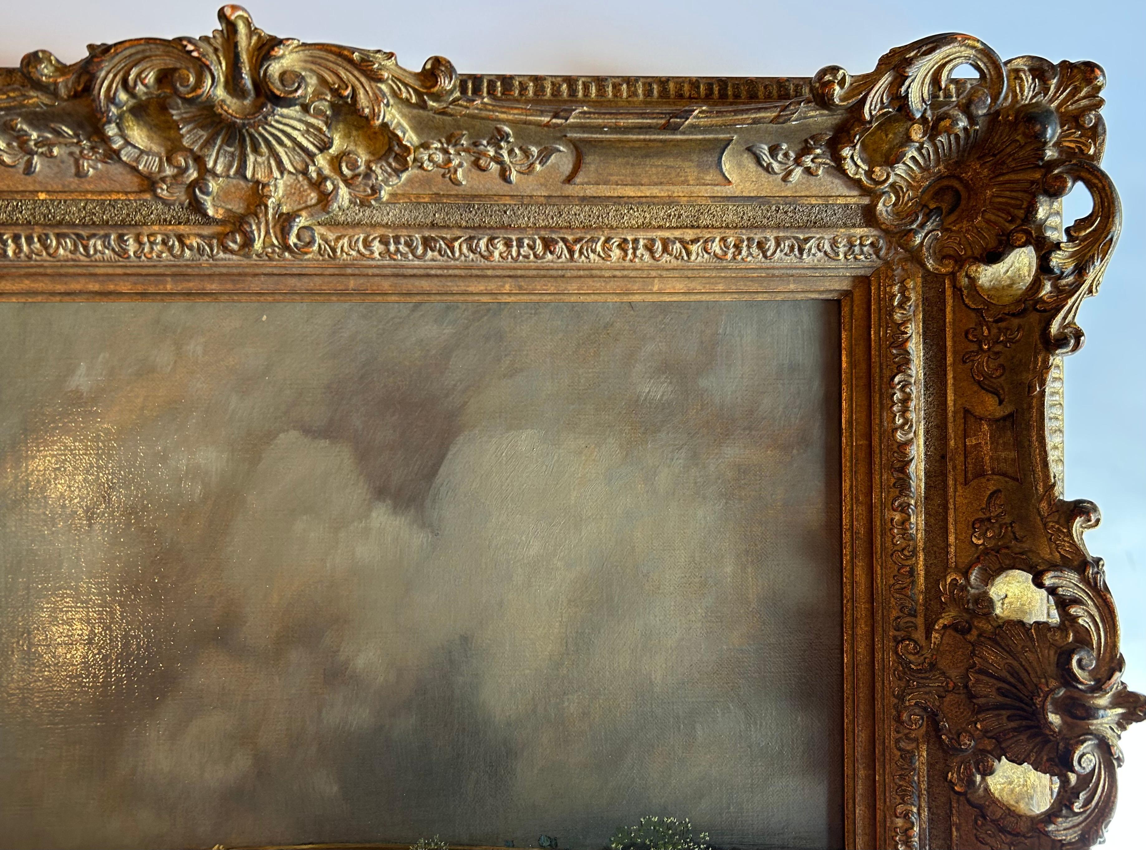 Ländliche Landschaft mit Regenbogen, Toni (Anton) Von Stadler, Österreich, 1850-1917 im Angebot 1