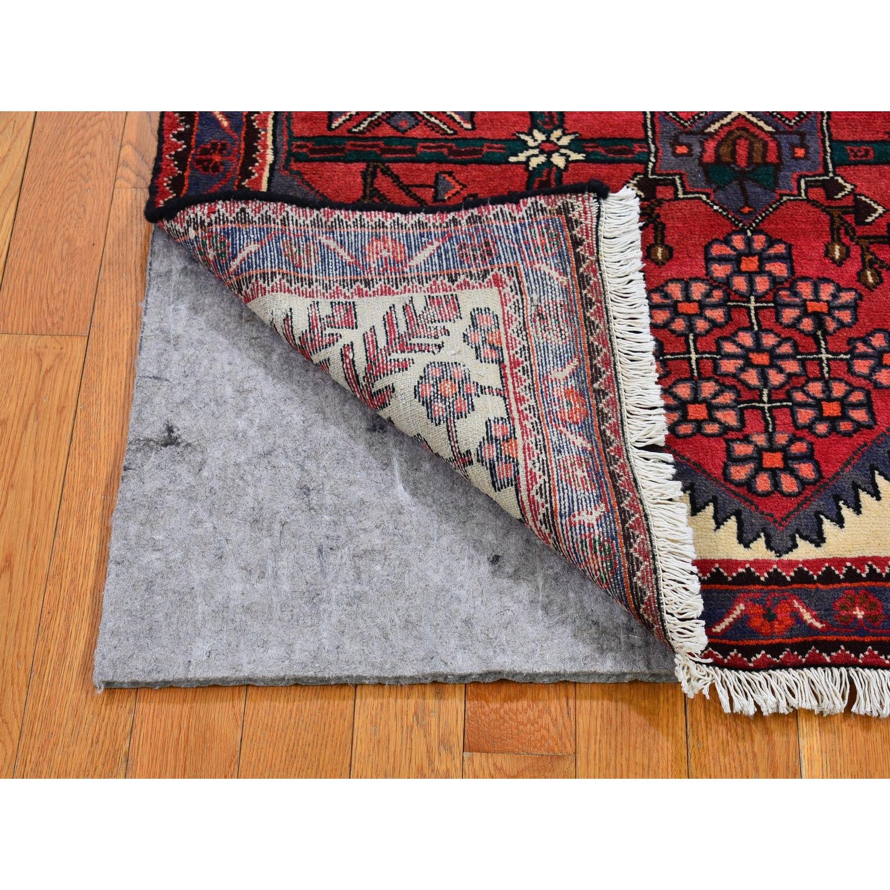 Medieval Rural Old Persian Hamadan In Mint Cond Geometric Design Wool Hand Knotted Rug For Sale