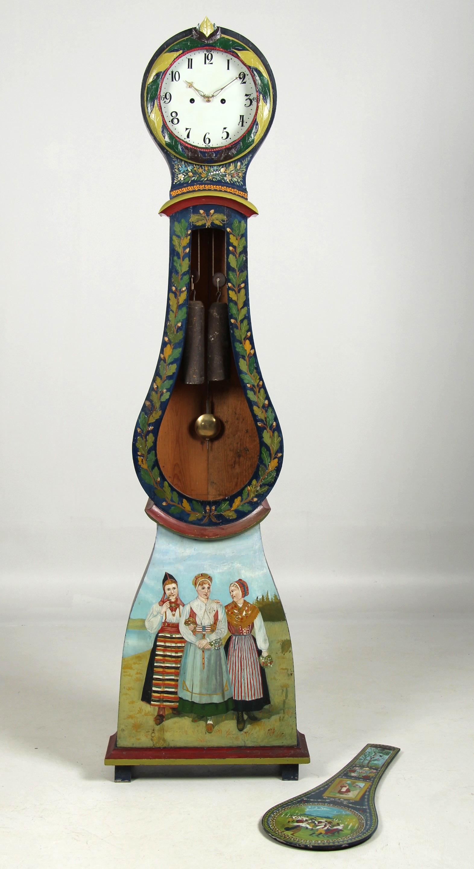 Rural Painted Mora Longcase Clock, Sweden, circa 1900 3