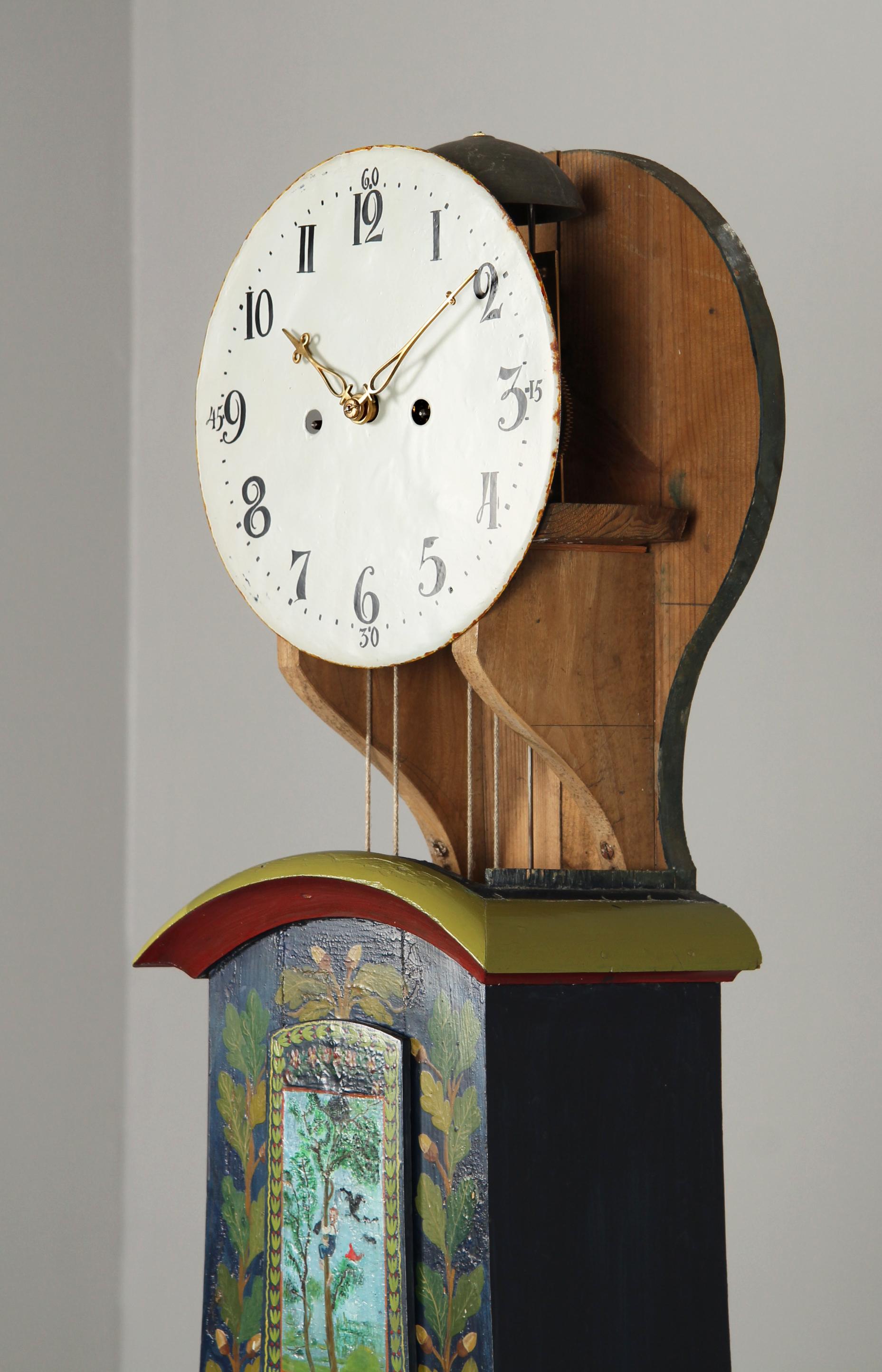Rural Painted Mora Longcase Clock, Sweden, circa 1900 7