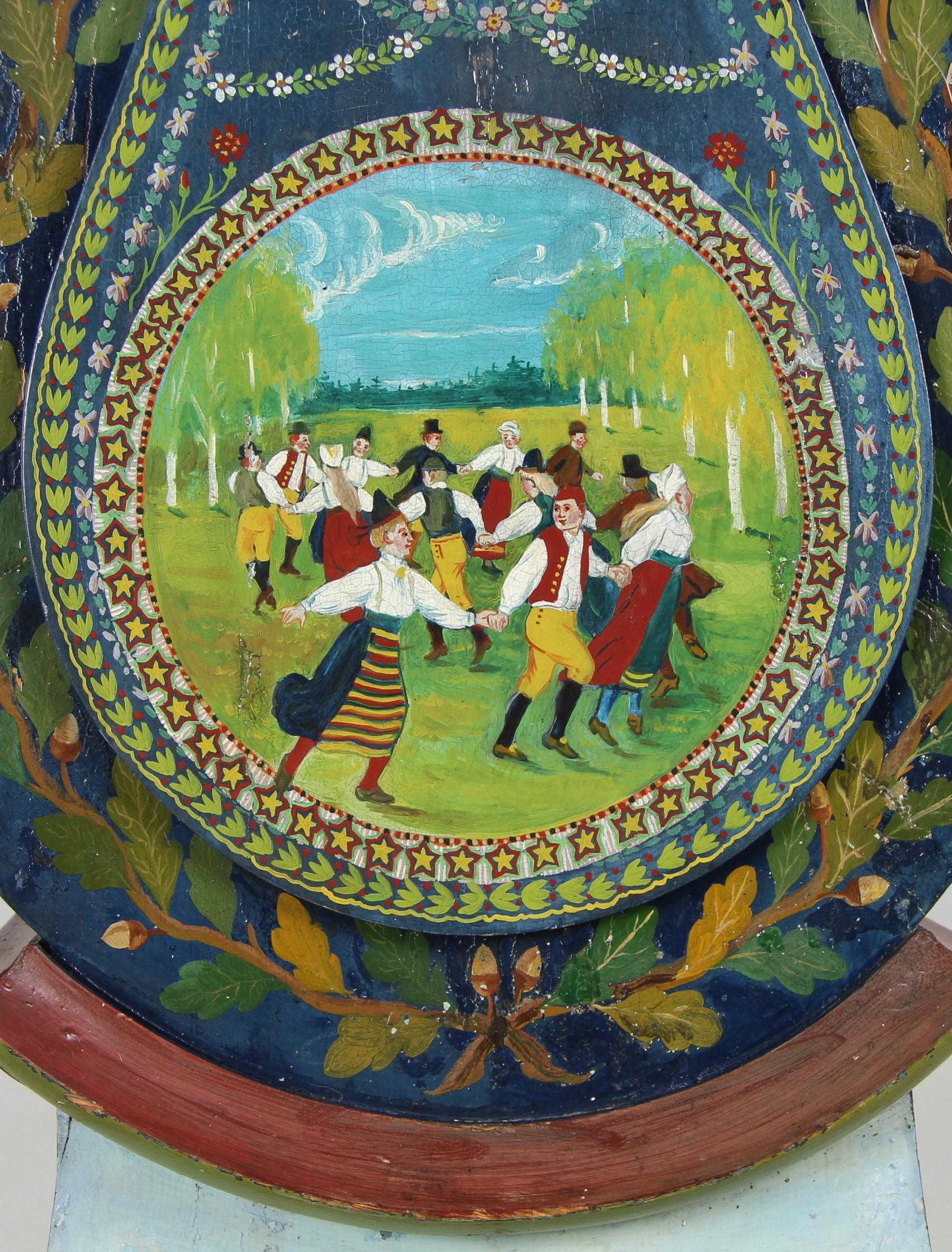 Hand-Painted Rural Painted Mora Longcase Clock, Sweden, circa 1900