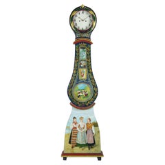 Rural Painted Mora Longcase Clock, Sweden, circa 1900