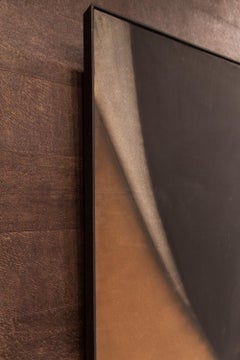 Signed and Dated Contemporary Rectangular Black Brown Abstract Painting