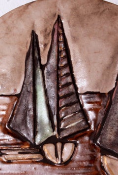 RUSCHA ART 1970er Jahre WGP Töpferei WALL PLATE „SAILING BOATS“ 1970er Jahre Westdeutschland