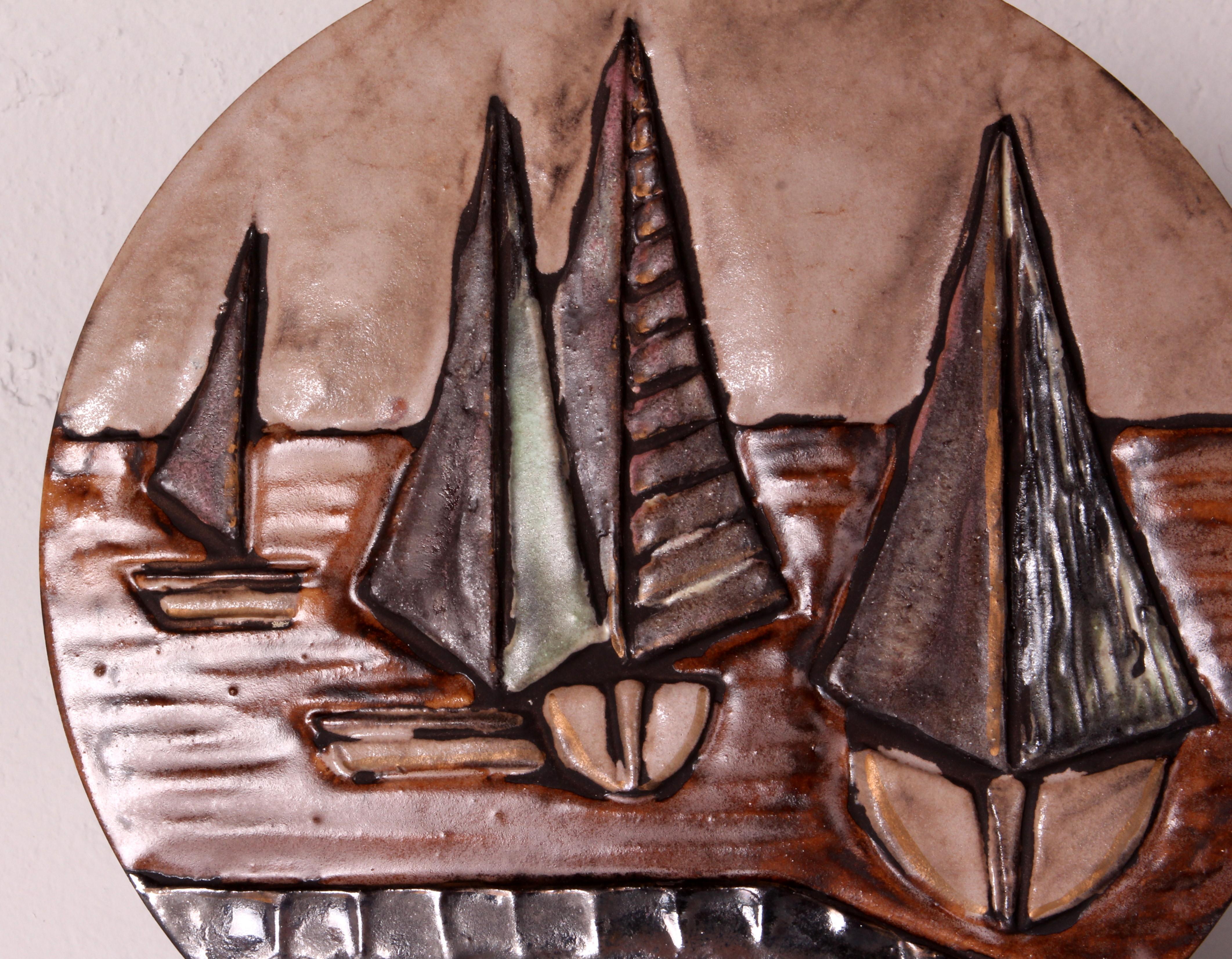 Tedesco Ruscha ART 1970s WGP Piastra da parete in ceramica 
