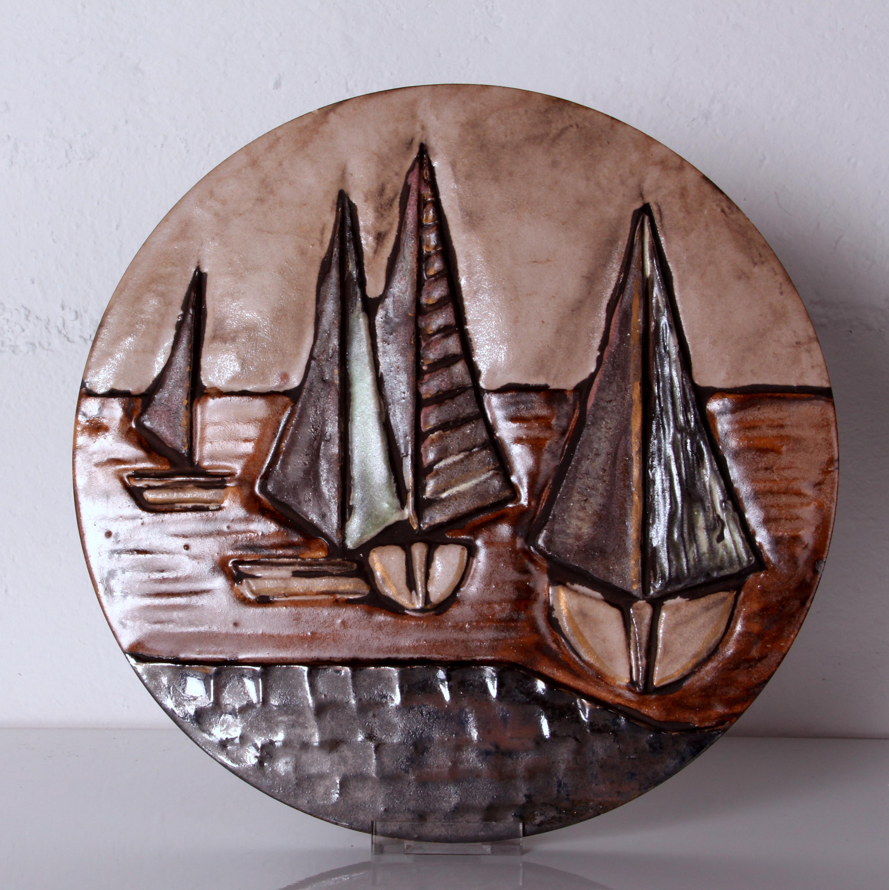 Fatto a mano Ruscha ART 1970s WGP Piastra da parete in ceramica 