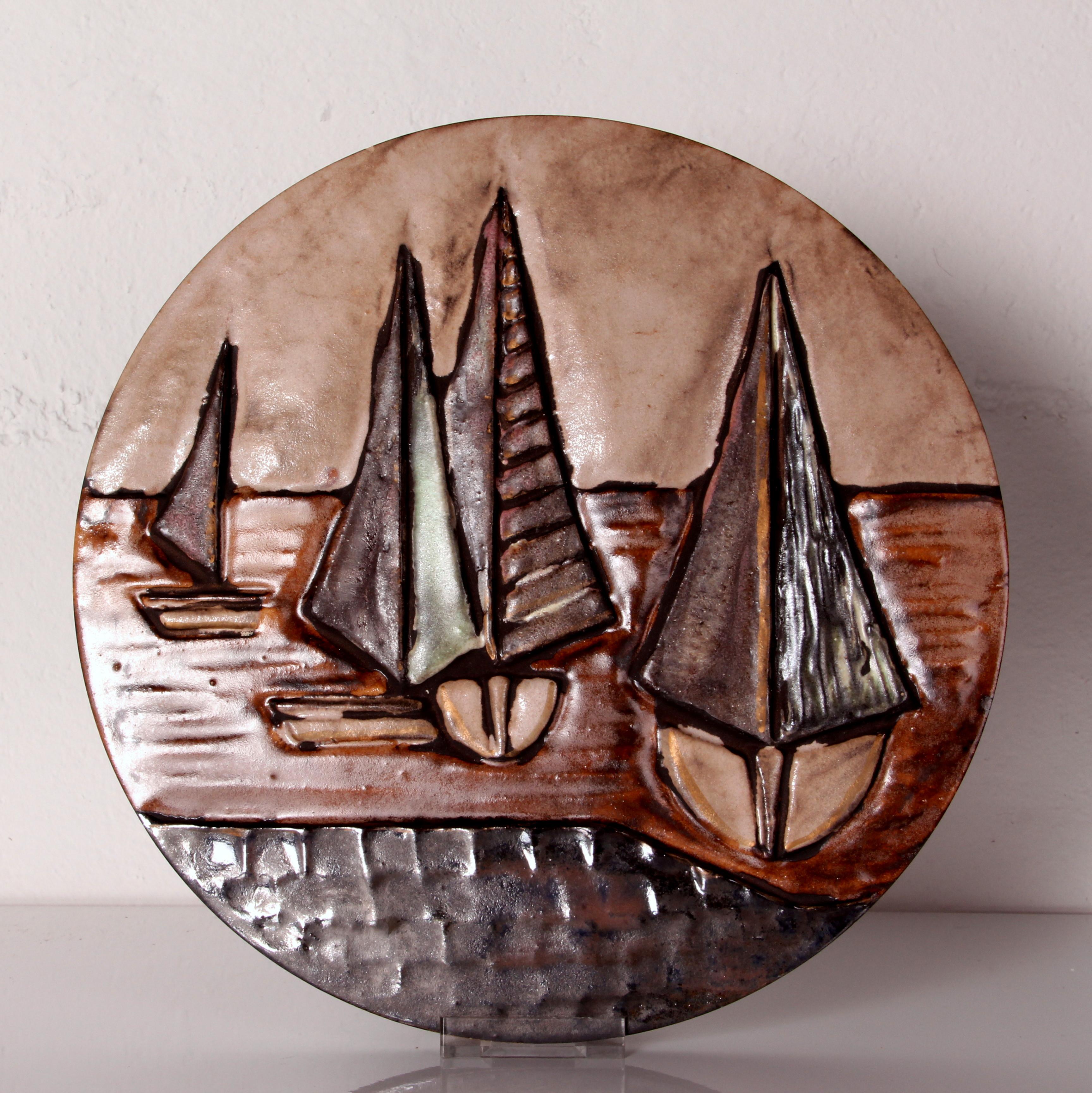 Ruscha ART 1970s WGP Piastra da parete in ceramica 