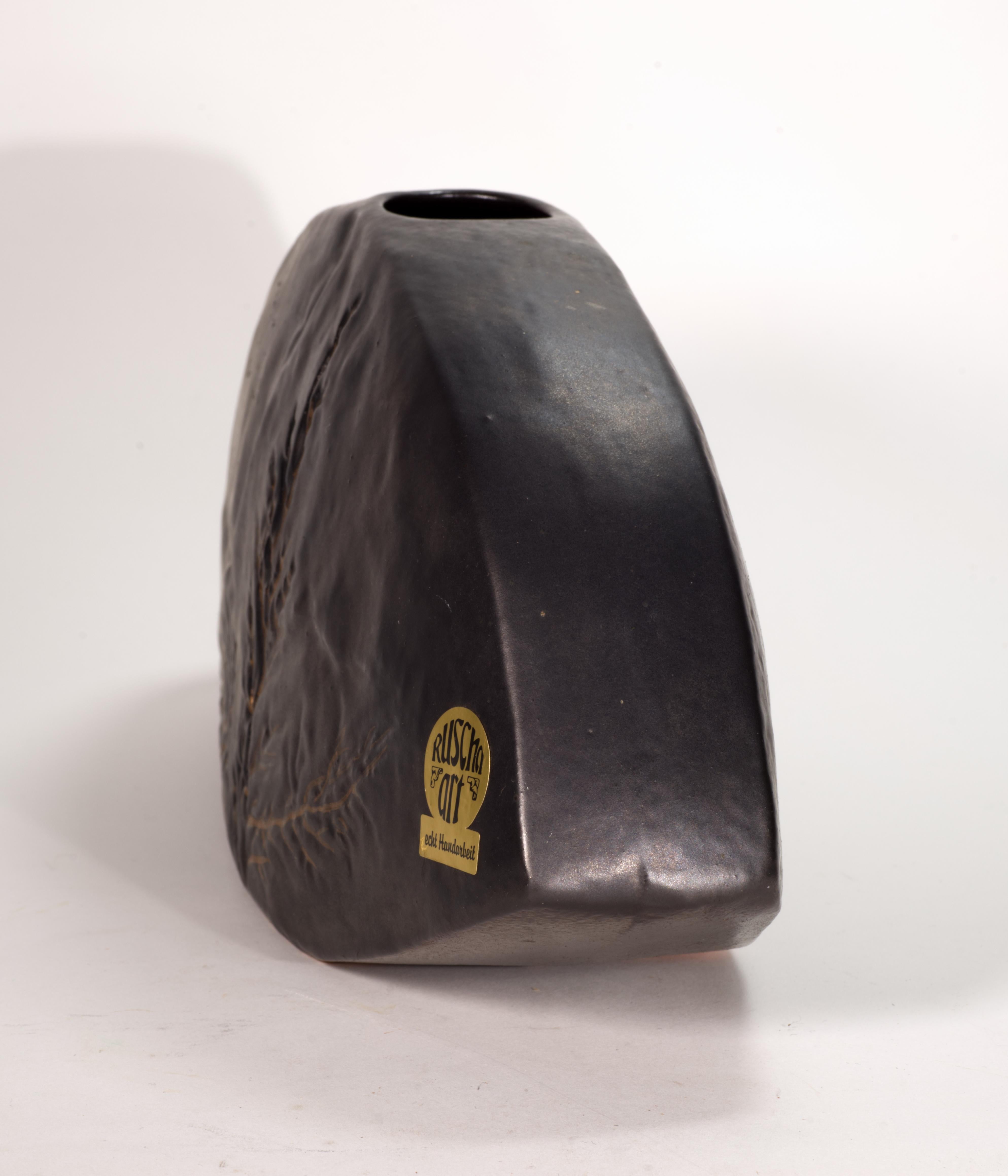 Glazed Ruscha Art Brown Ceramic Vase, Mid-Century West German Pottery For Sale