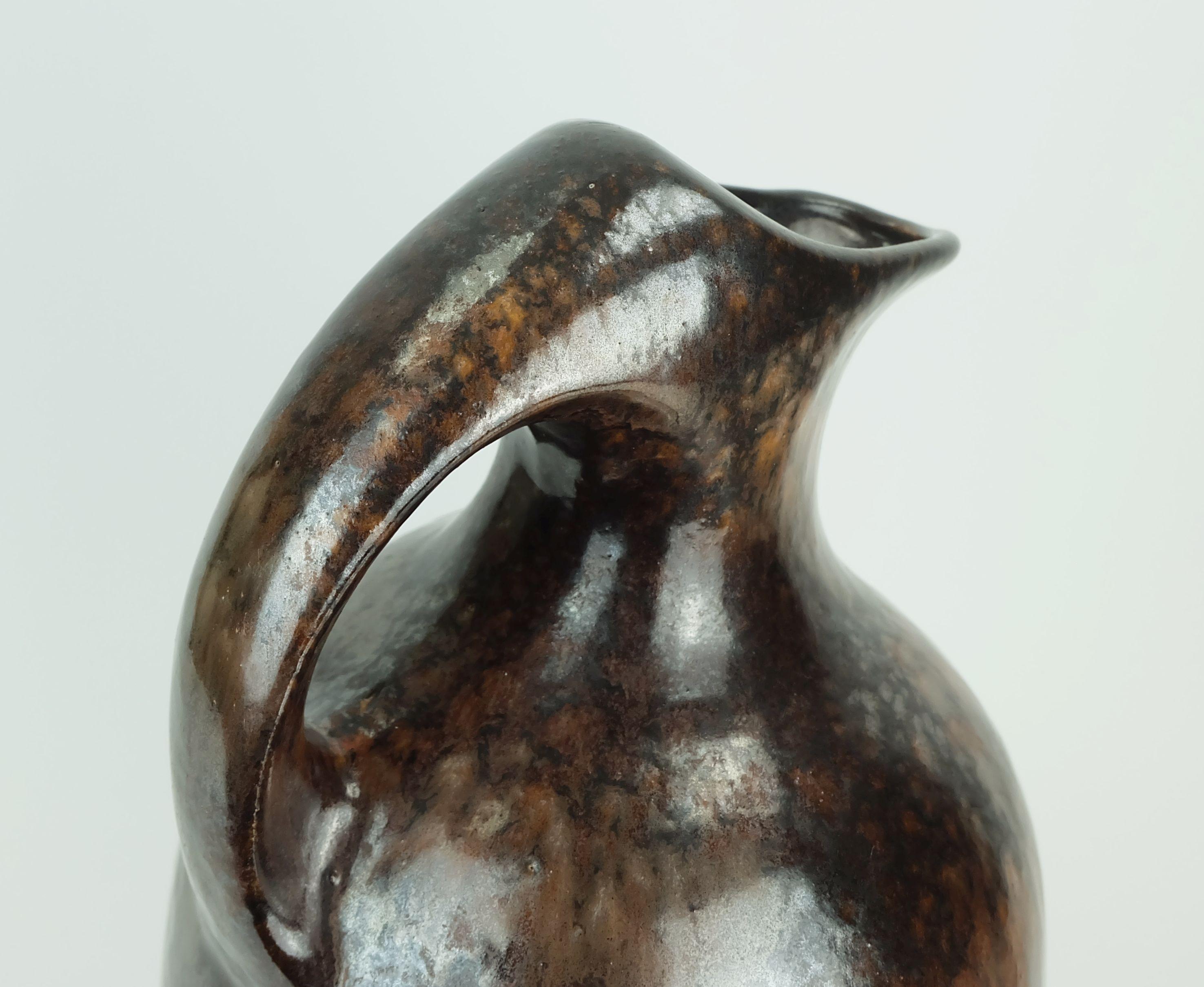 Mid-Century moderno Ruscha art VASO brocca a goccia sfumature di viola nero marrone 1970 80 modello 370 in vendita