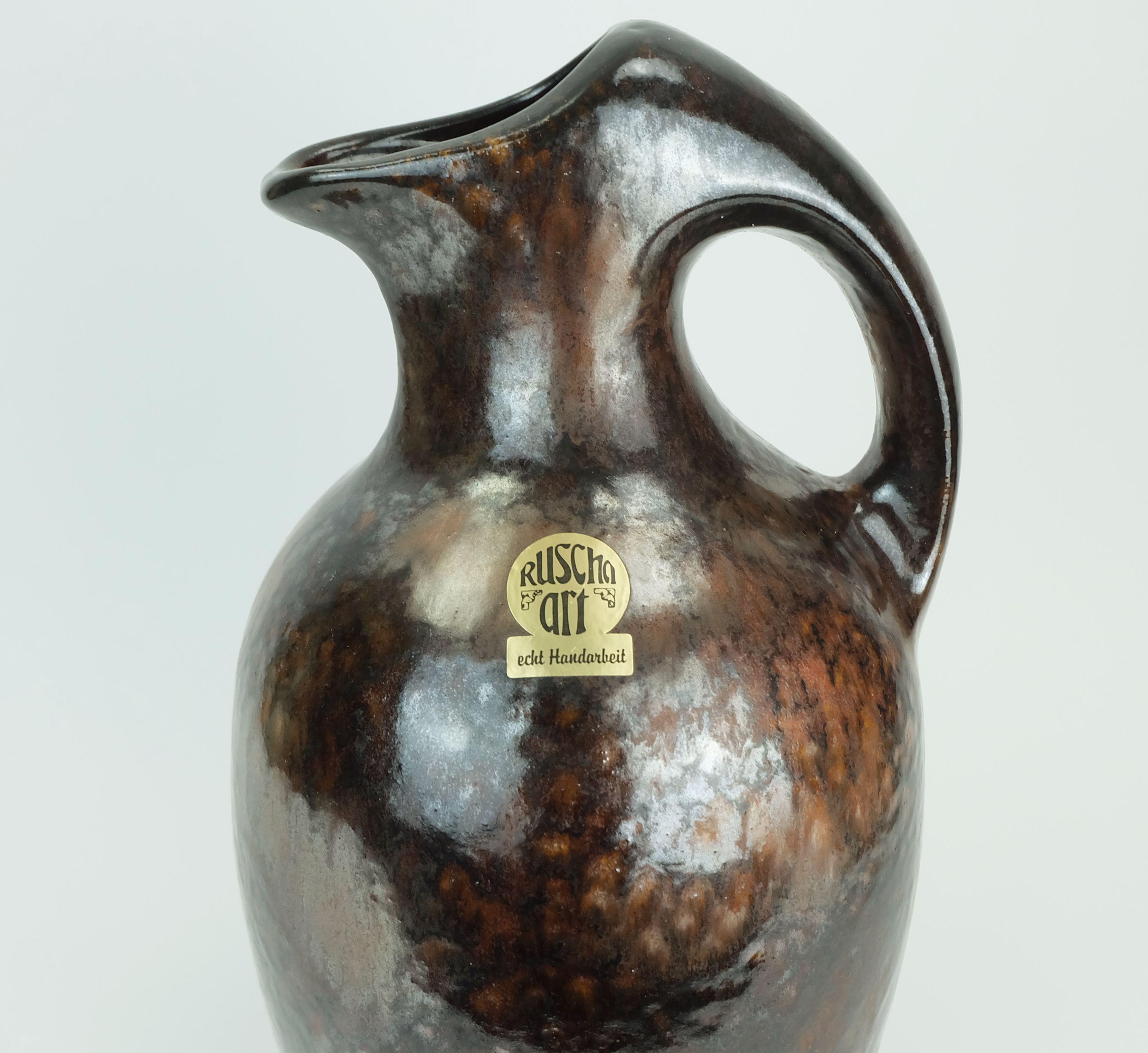 Ruscha art VASO brocca a goccia sfumature di viola nero marrone 1970 80 modello 370 in vendita 1